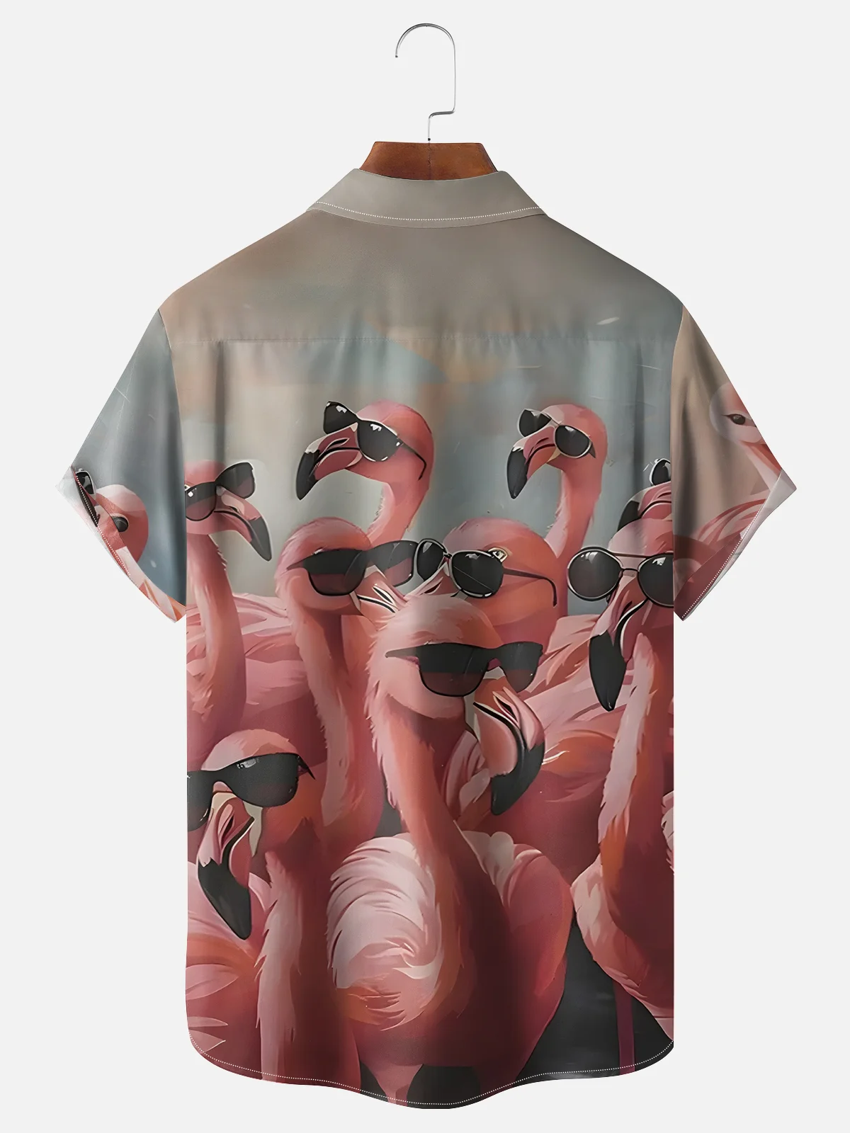 Moisture Wicking Flamingo Chest Pocket Hawaiian Shirt