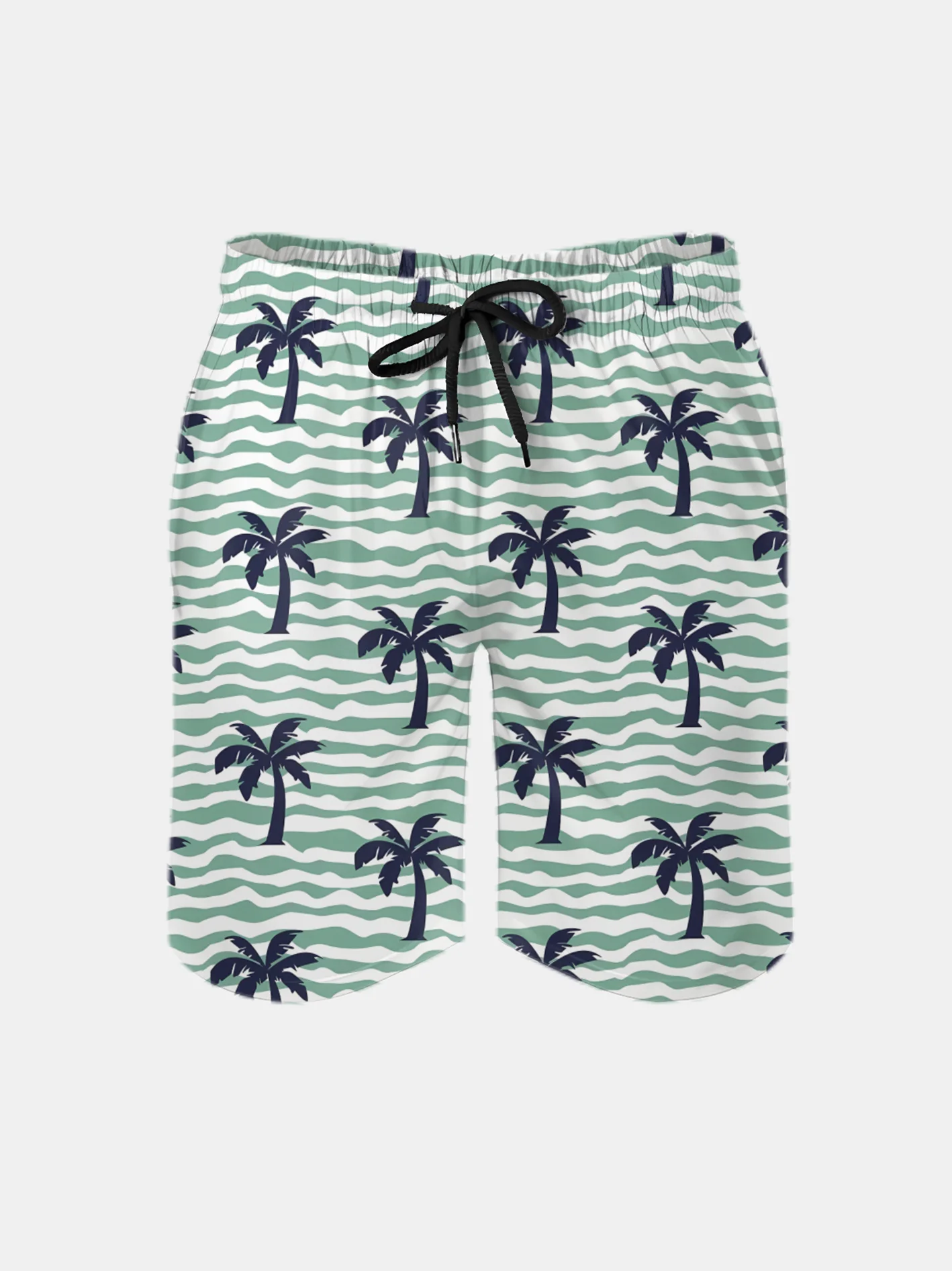 Men's Swim Trunks Hawaiian Tropical Palm Tree Beach Shorts with Pockets