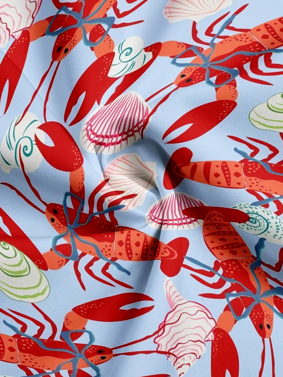Moisture-wicking Marine Lobster Shell Conch Aloha Camp Shirt