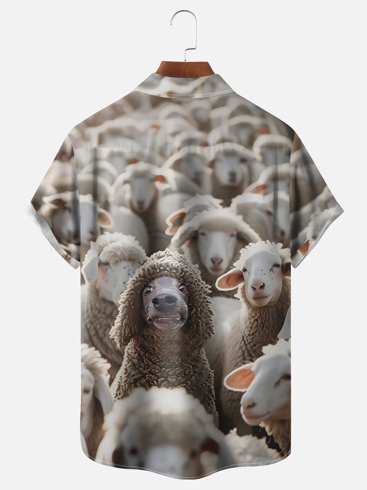 Moisture-wicking Dog Sheep Chest Pocket Hawaiian Shirt