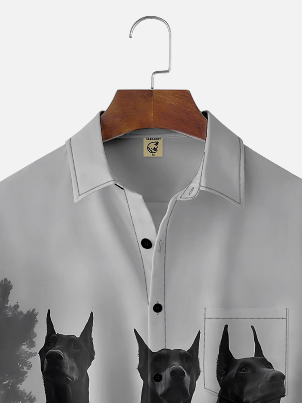 Moisture-wicking Cool Doberman Chest Pocket Hawaiian Shirt