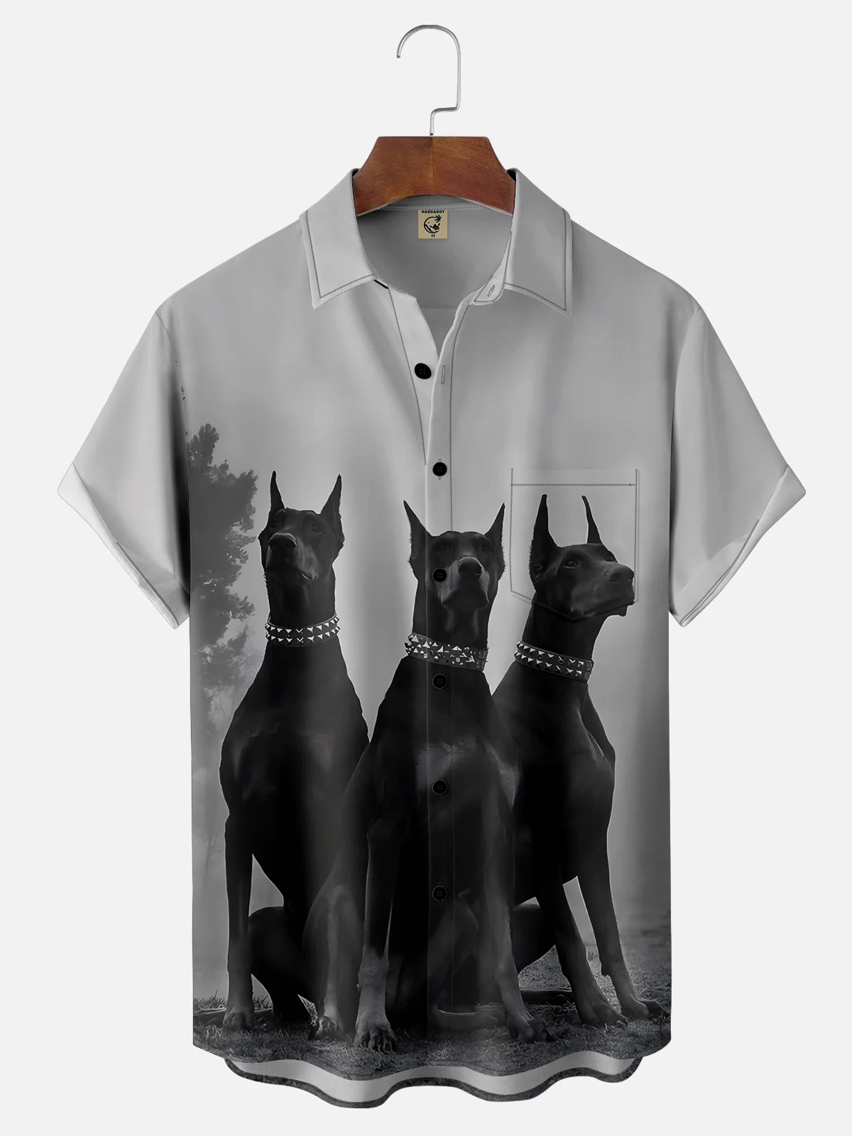 Moisture-wicking Cool Doberman Chest Pocket Hawaiian Shirt