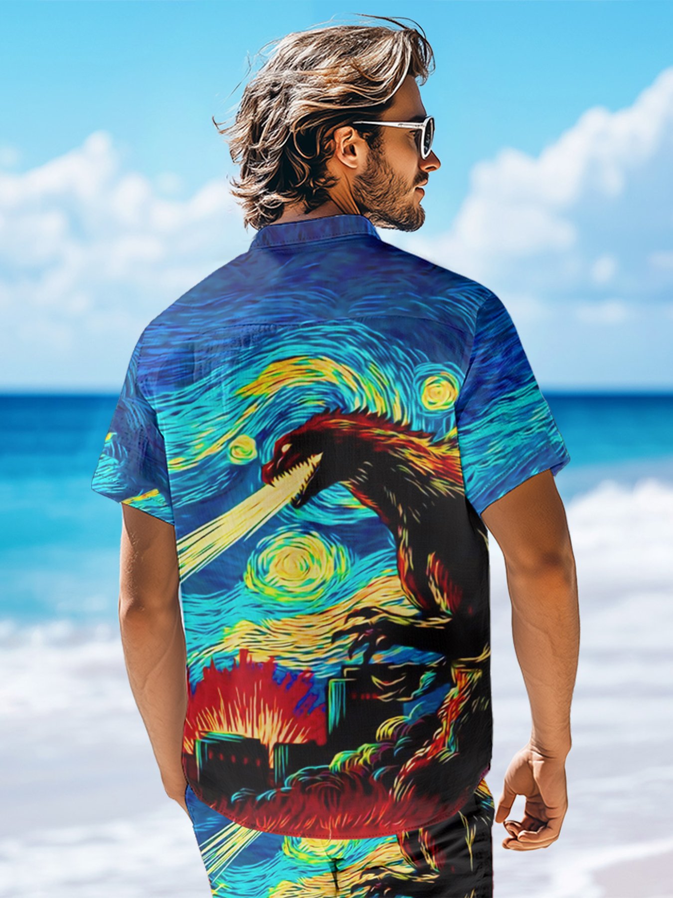 Movie Monster Chest Pocket Short Sleeve Casual Shirt