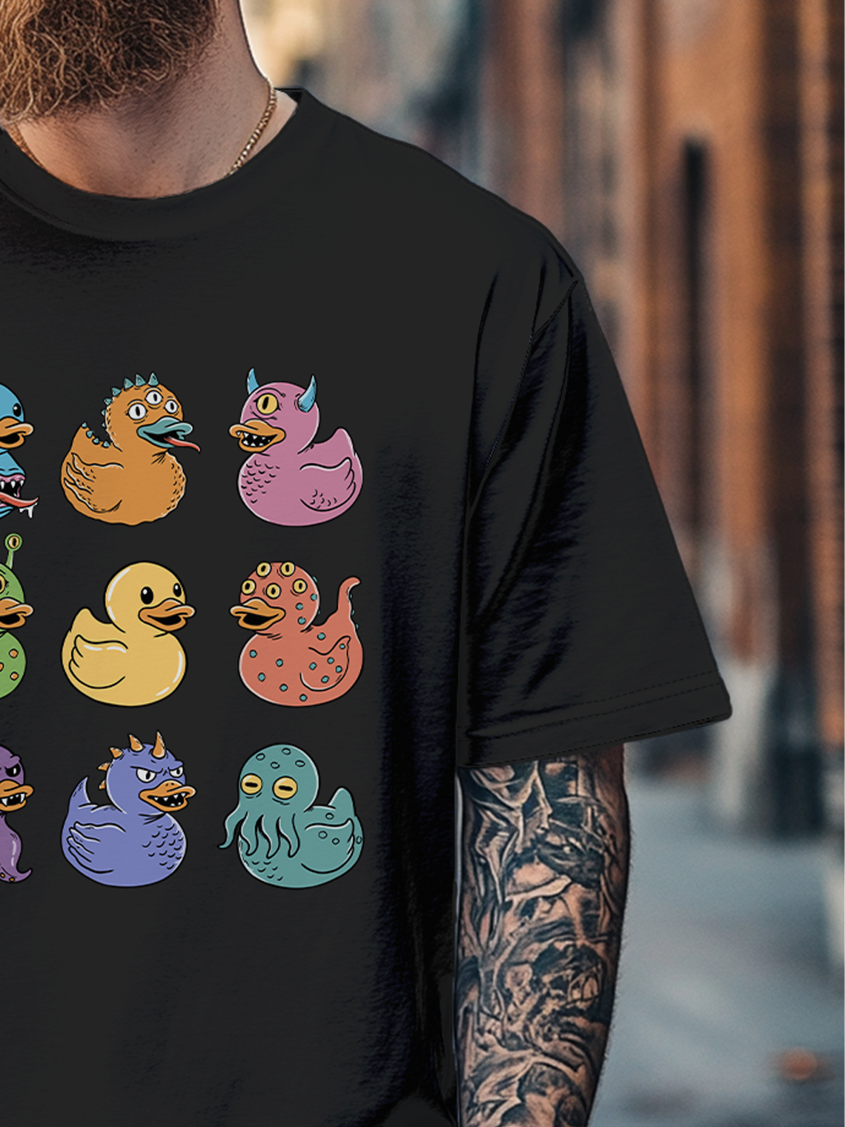 Hardaddy x Hardaddy x Coffee Man Men's Fun Art Variety Duck Fitted T-shirts