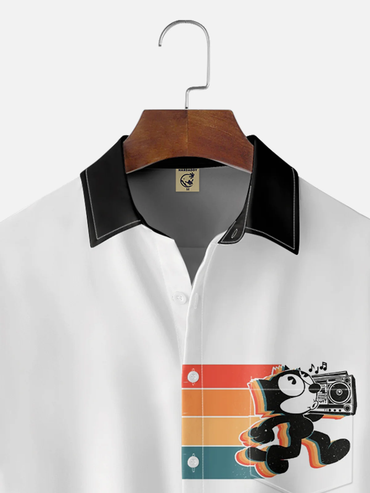 Hardaddy X Artist Contatoeoli Studio Moisture-wicking Beach Music Cat Chest Pocket Hawaiian Shirt