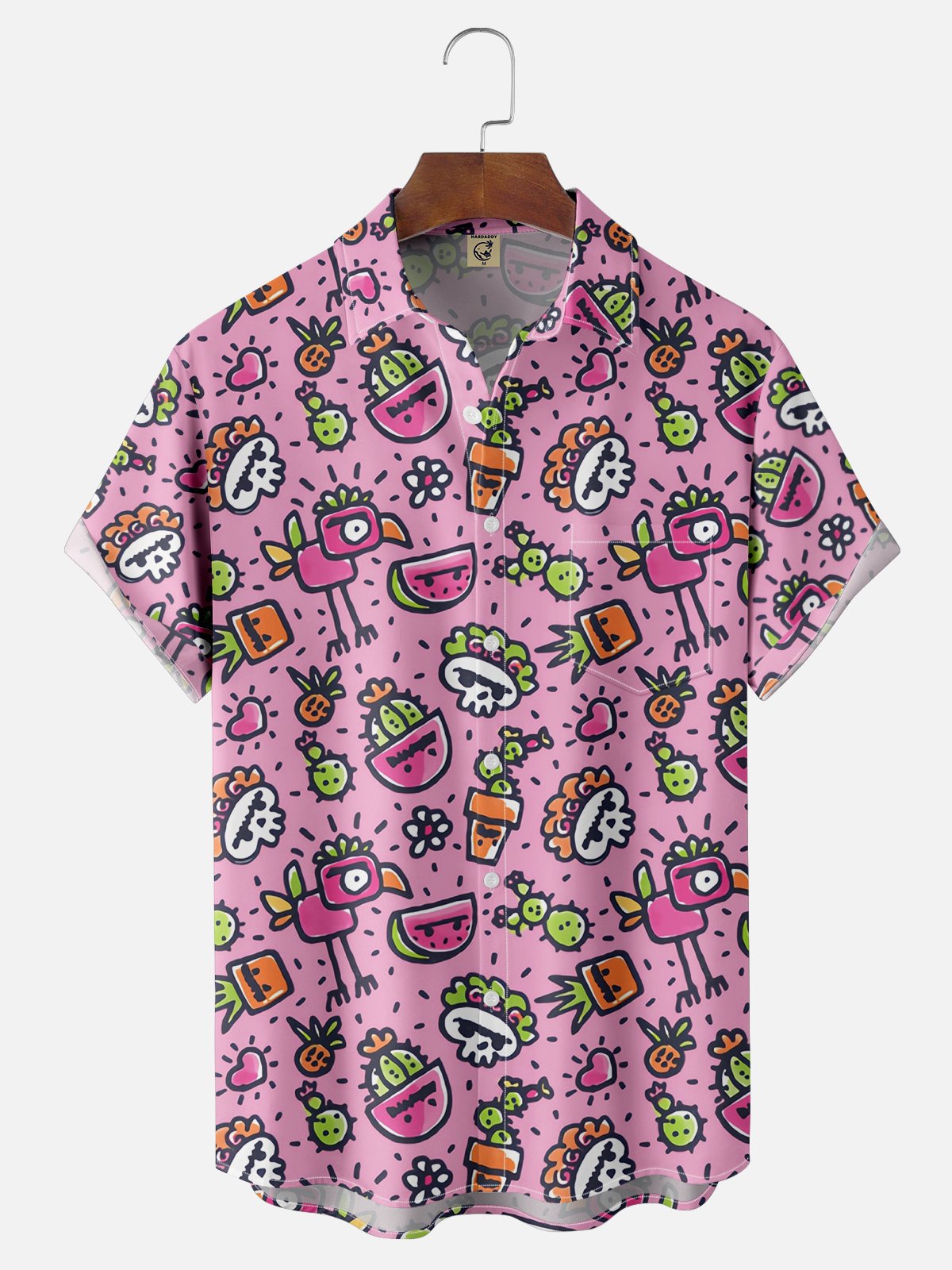 Hardaddy X Artist Walmazan Moisture-wicking Mexican Skull Chest Pocket Hawaiian Shirt