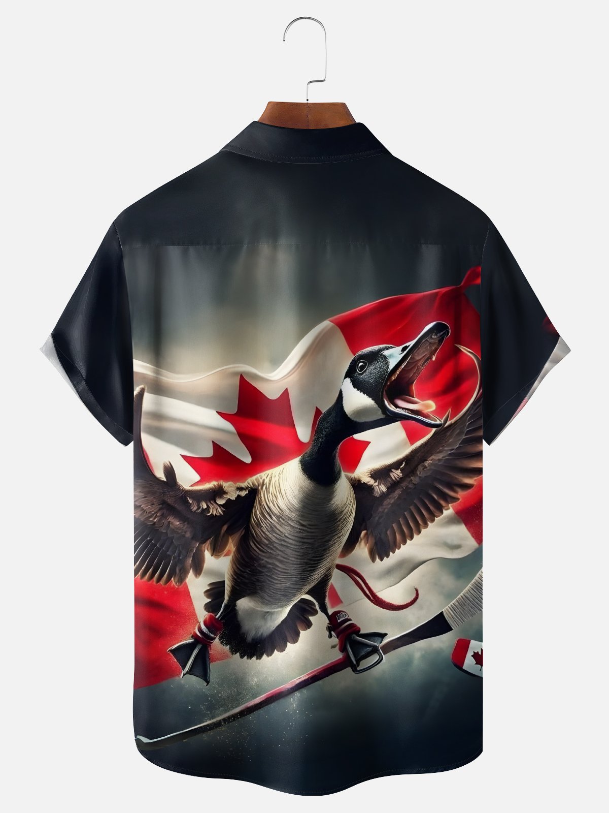 Moisture Wicking Canada Goose Gradient Maple Leaf Chest Pocket Hawaiian Shirt