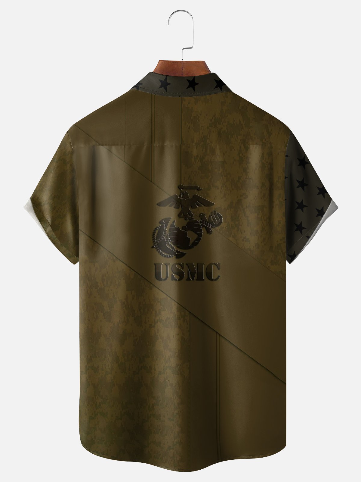 Moisture-wicking U.S. Marine Corps Camo Chest Pocket Hawaiian Shirt