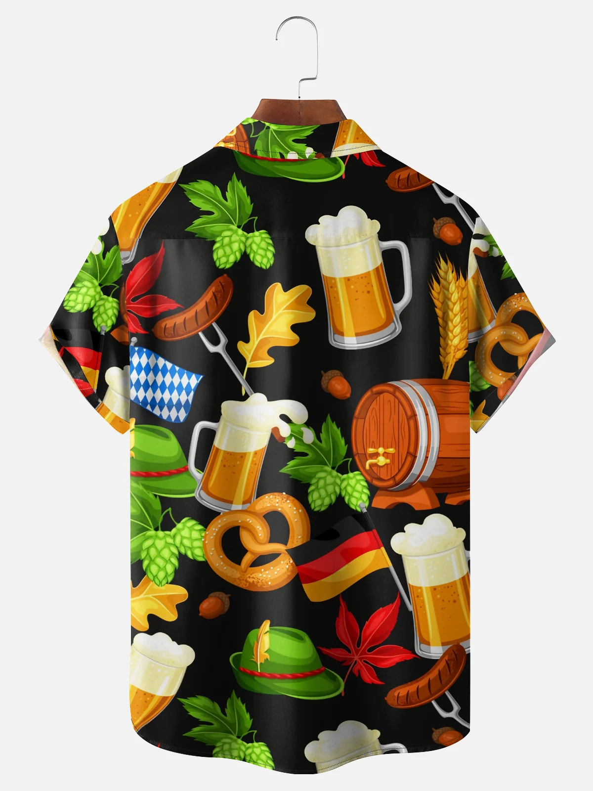 Moisture Wicking Beer Festival Sausage Chest Pocket Hawaiian Shirt