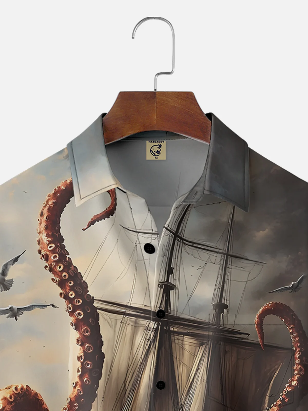 Moisture-wicking Octopus Cthulhu Pirate Chest Pocket Hawaiian Shirt