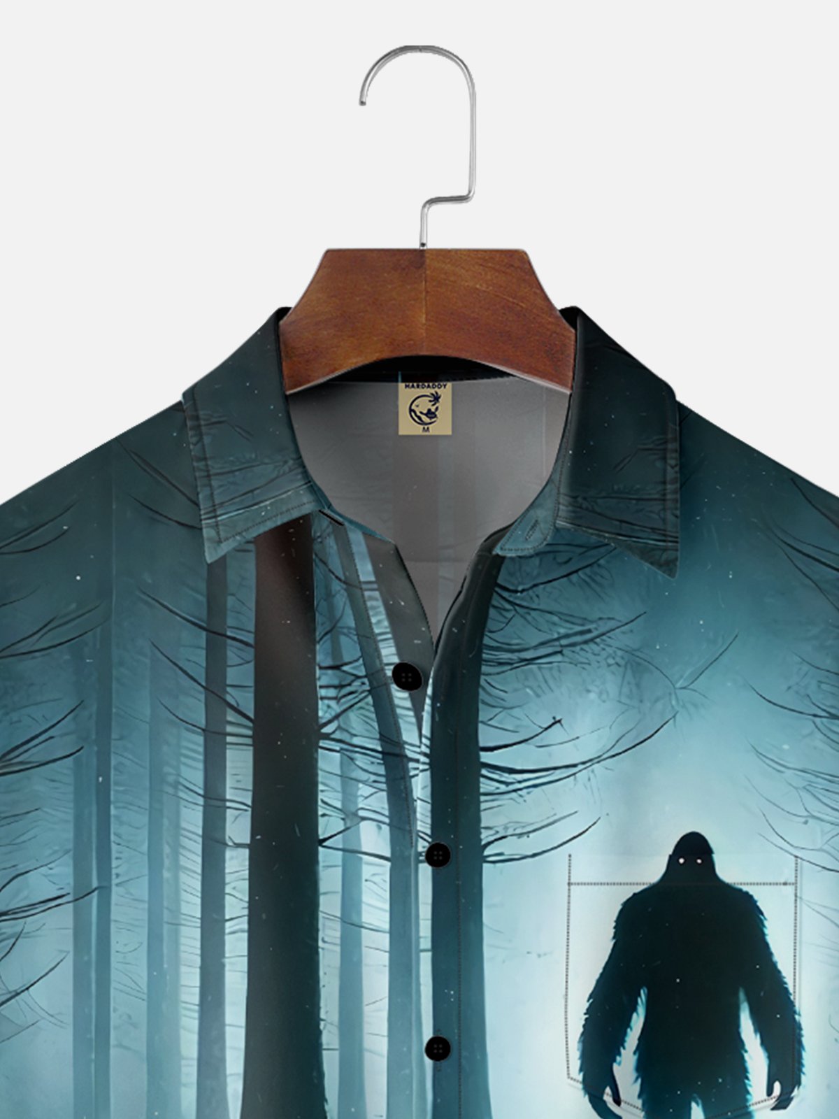 Moisture-wicking Forest Bigfoot Footprints Chest Pocket Hawaiian Shirt