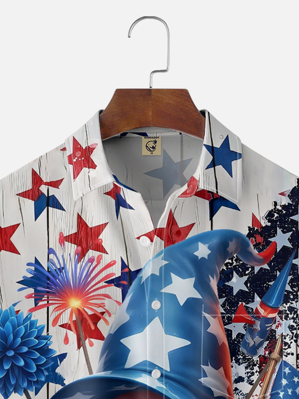 Moisture-wicking Gnome American Flag Independence Day Chest Pocket Casual Shirt