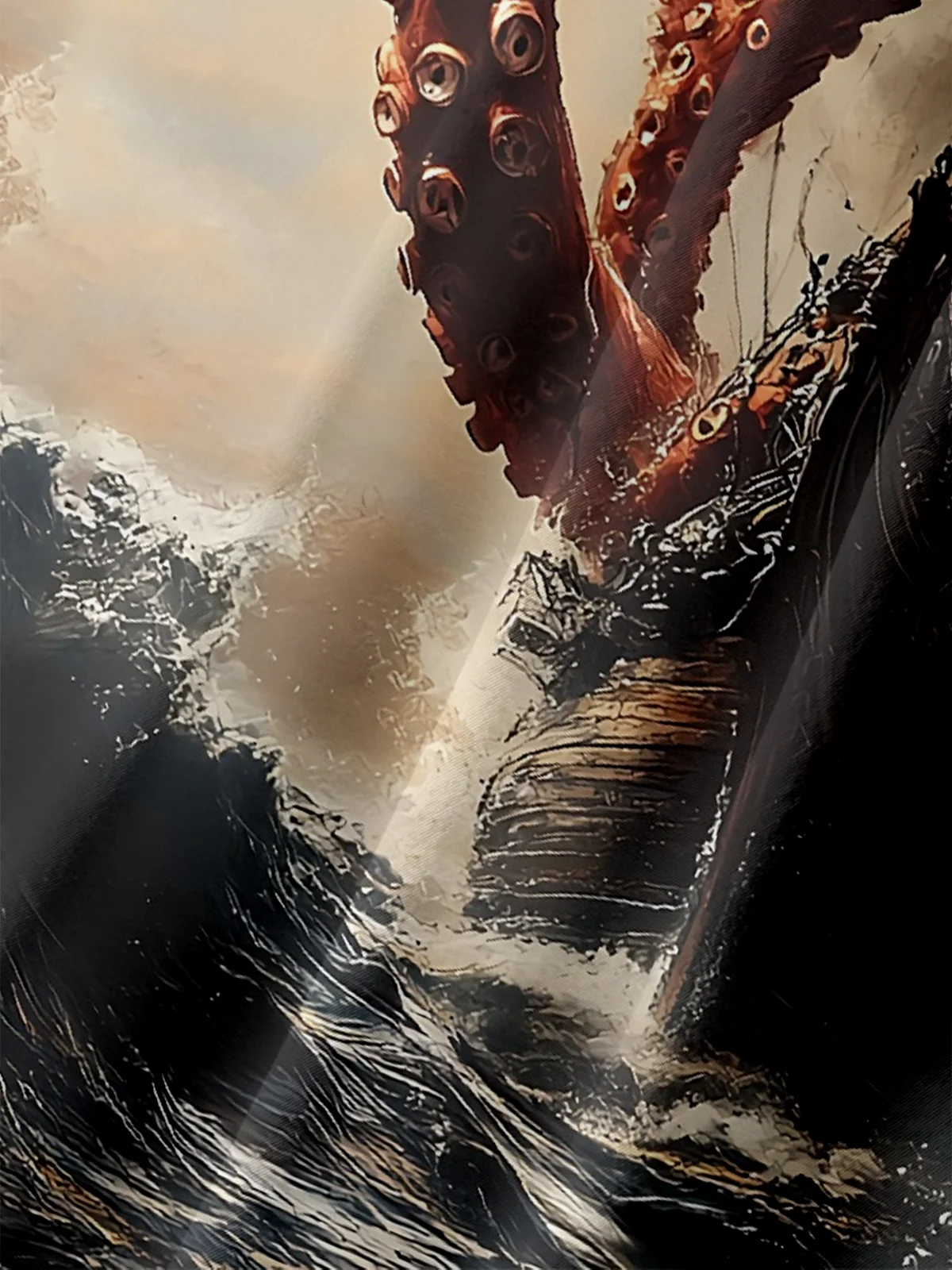 Moisture-wicking Octopus Cthulhu Pirate Chest Pocket Hawaiian Shirt