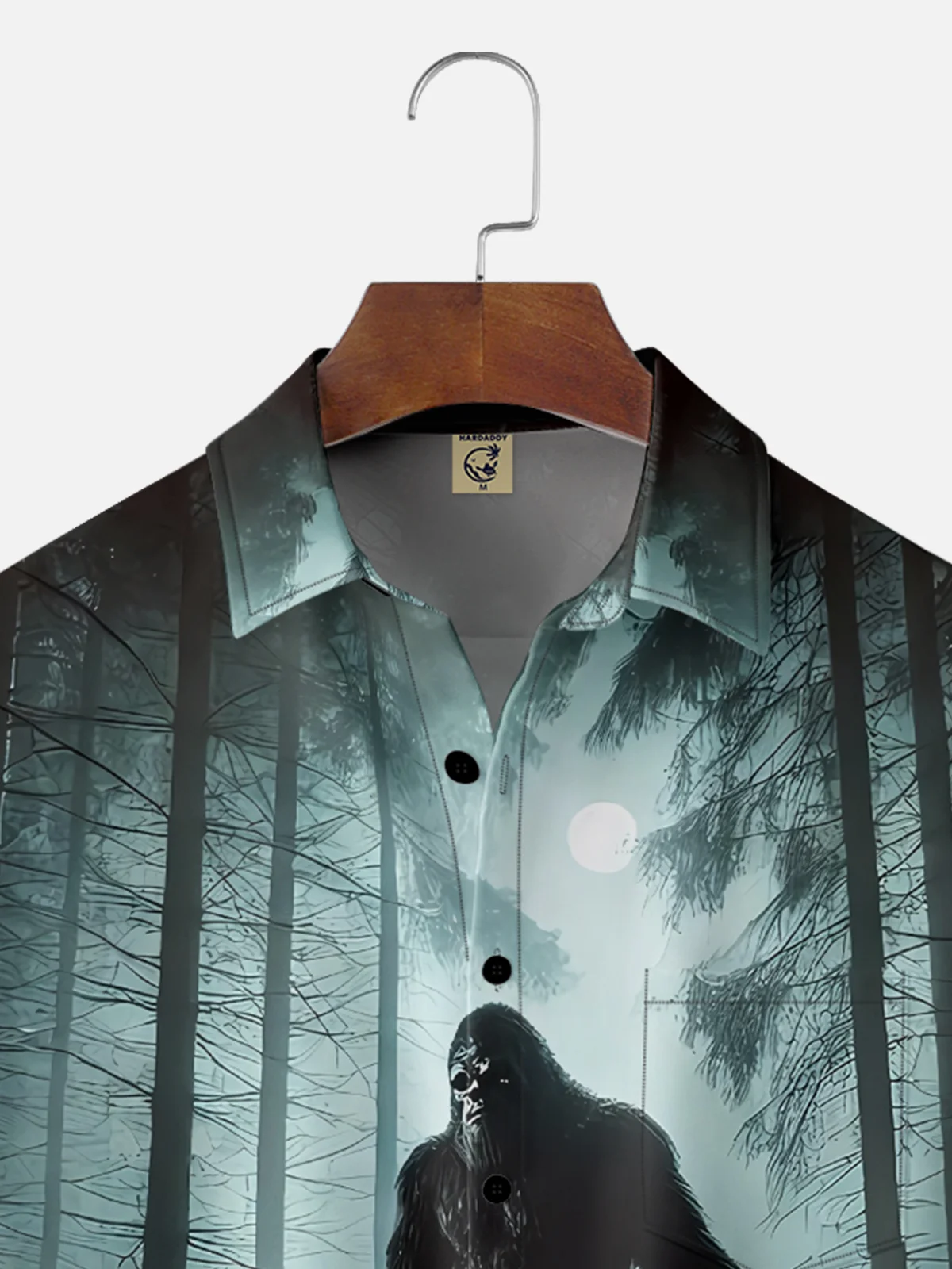 Moisture-wicking Forest Bigfoot Horror Chest Pocket Hawaiian Shirt