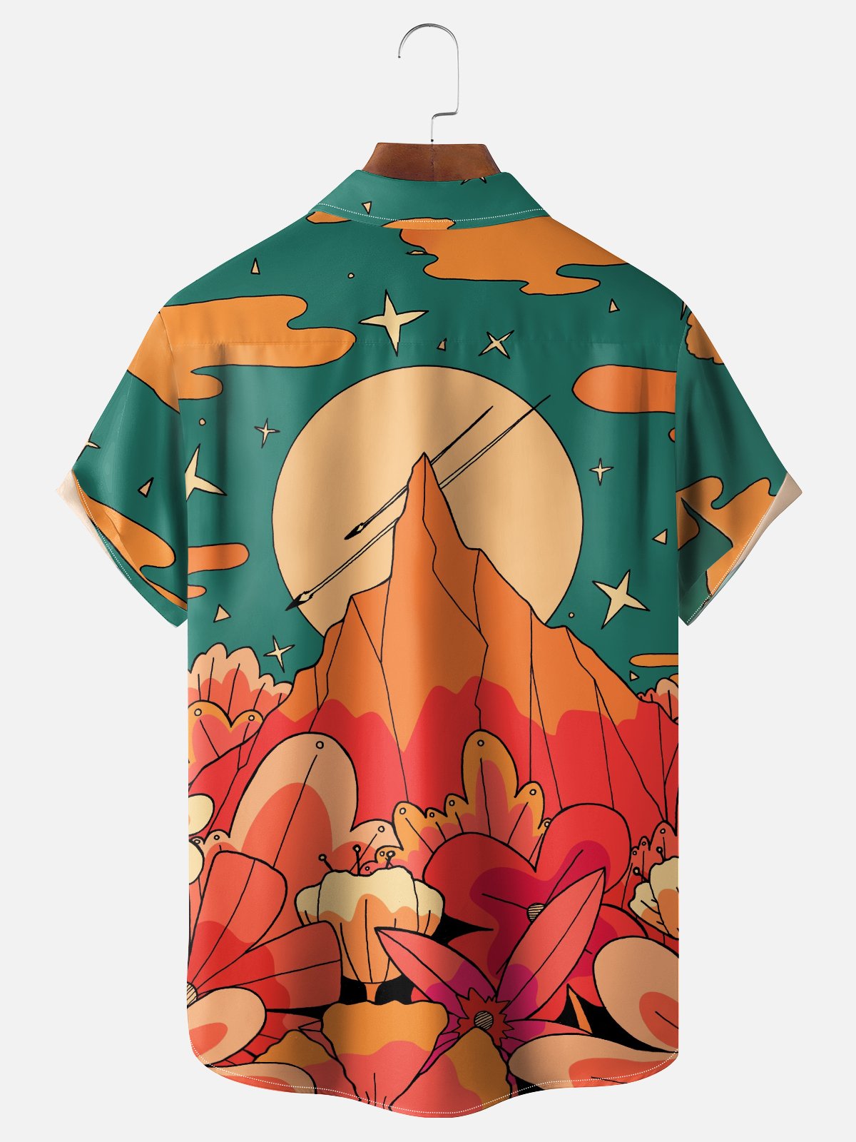 Hardaddy x Stephen Wade Moisture Wicking Landscape Plants Flowers Airplane Chest Pocket Hawaiian Shirt