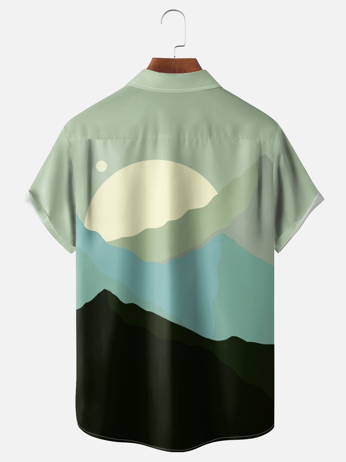 Hardaddy x Stephen Wade Moisture Wicking Color Block Geometric Landscape Chest Pocket Hawaiian Shirt