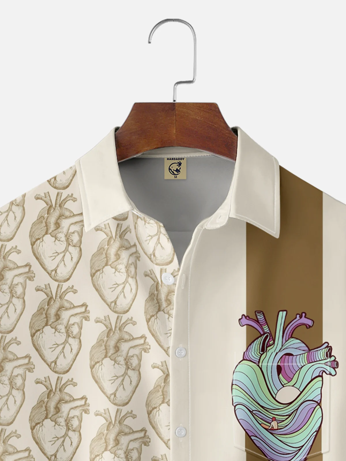 Hardaddy x Stephen Wade Moisture Wicking Human Heart Art Chest Pocket Hawaiian Shirt