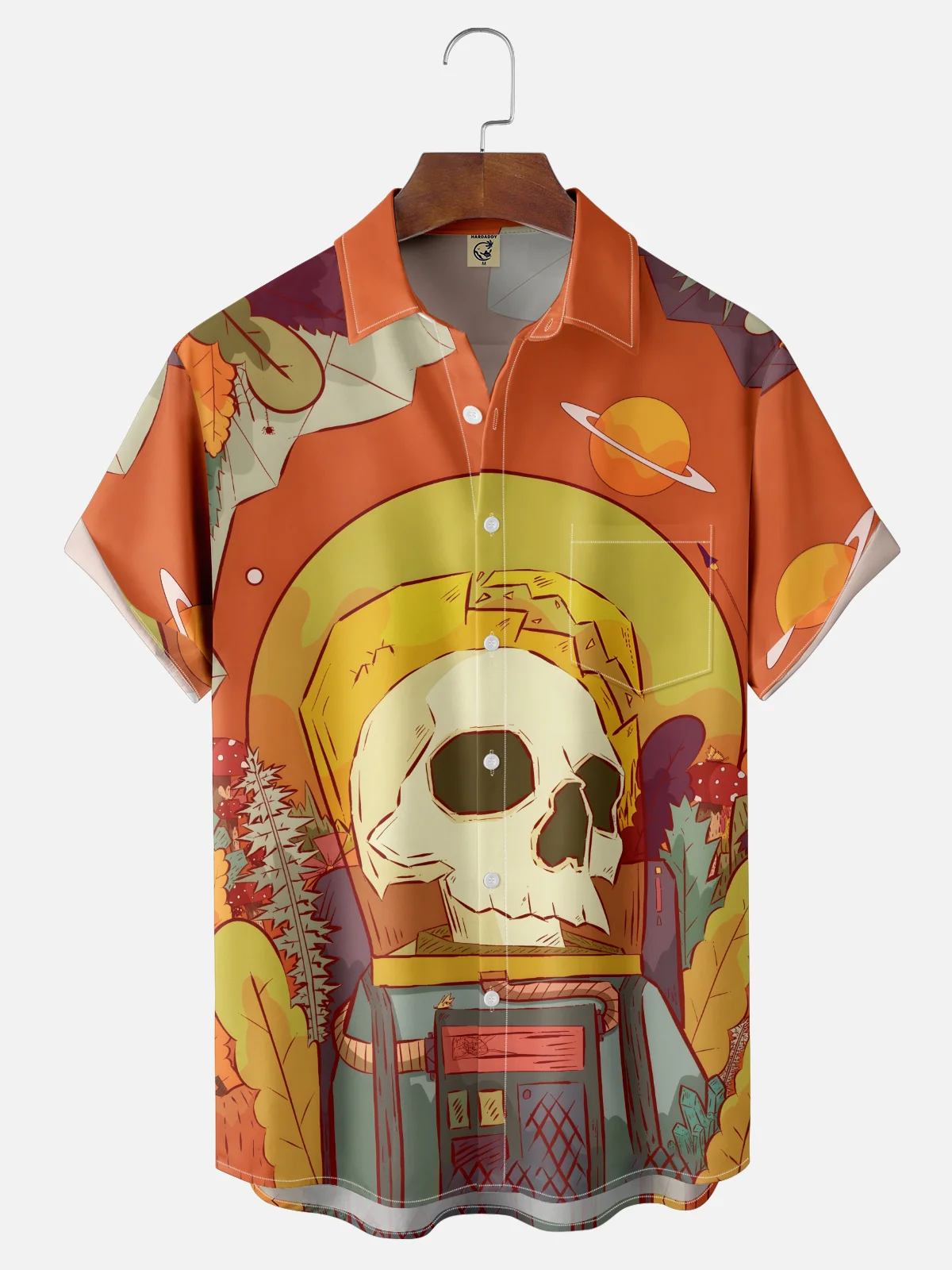 Hardaddy x Stephen Wade Moisture Wicking Skull Astronaut Chest Pocket Hawaiian Shirt