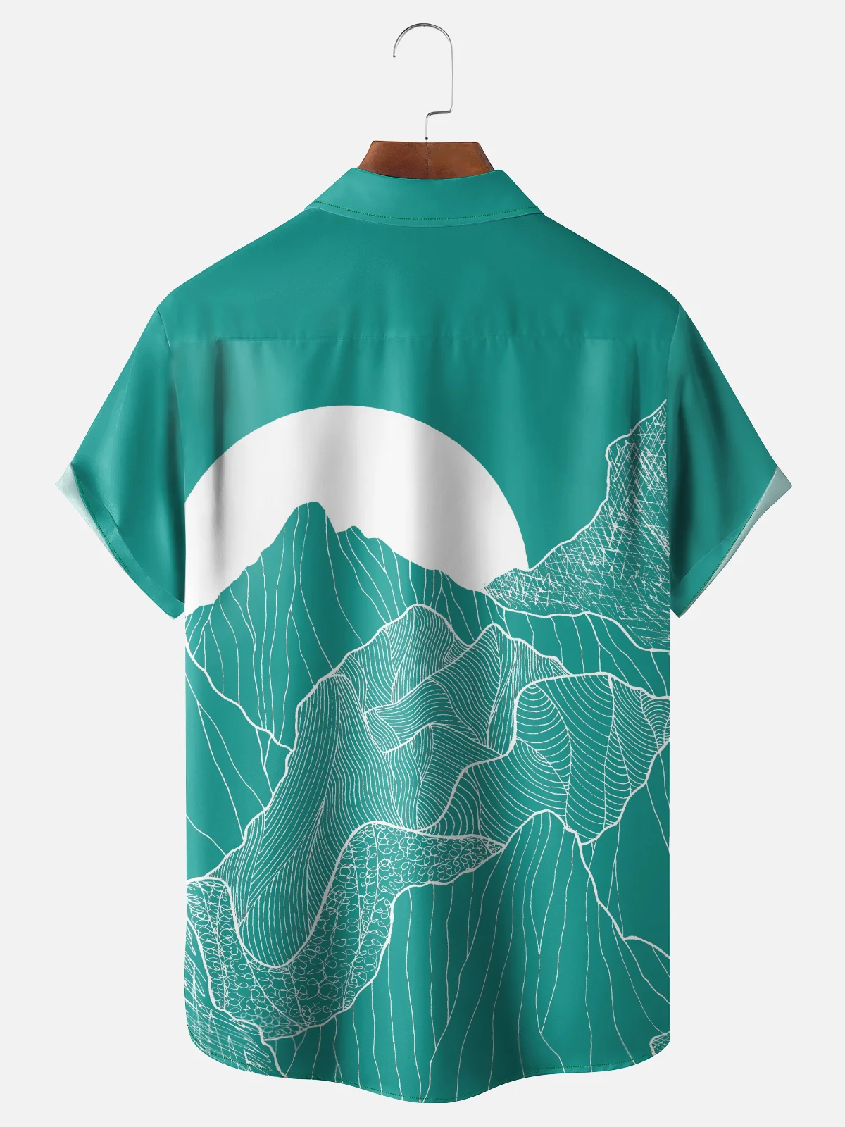 Hardaddy x Stephen Wade Moisture Wicking Card Stripes Landscape Mountains Chest Pocket Hawaiian Shirt