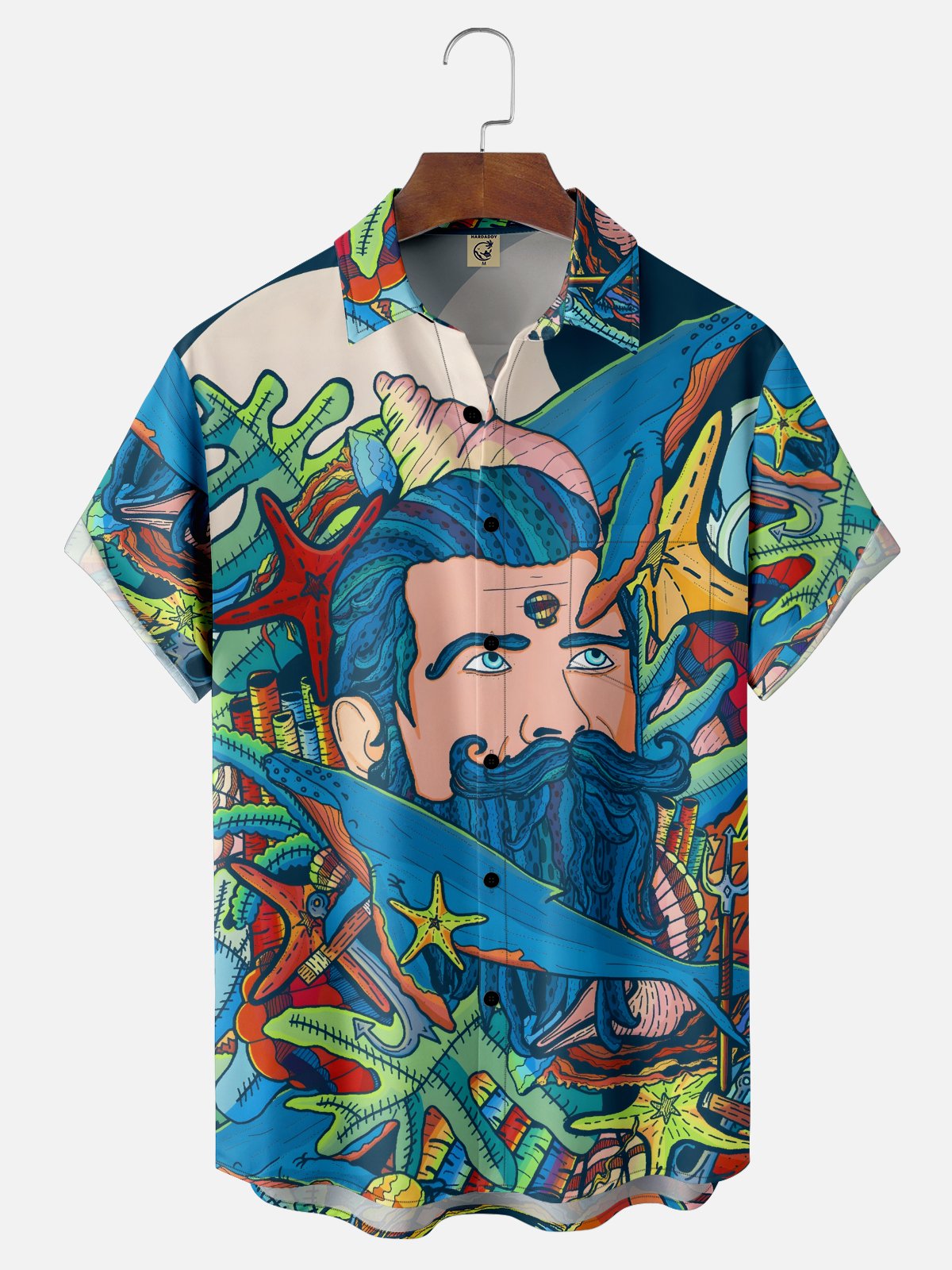 Hardaddy x Stephen Wade Moisture Wicking Whale Coral Aquaman Chest Pocket Hawaiian Shirt