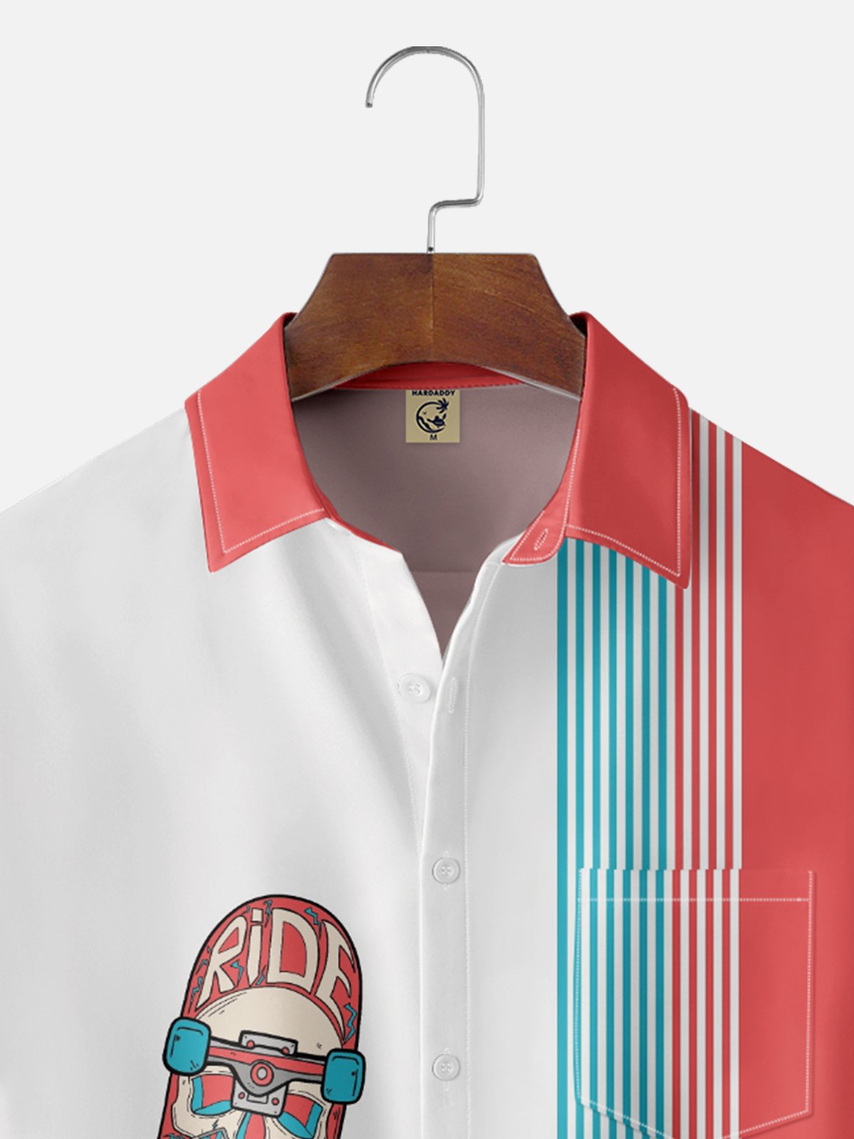 Hardaddy x Stephen Wade Moisture Wicking Cartoon Skateboard Geometric Chest Pocket Bowling Shirt