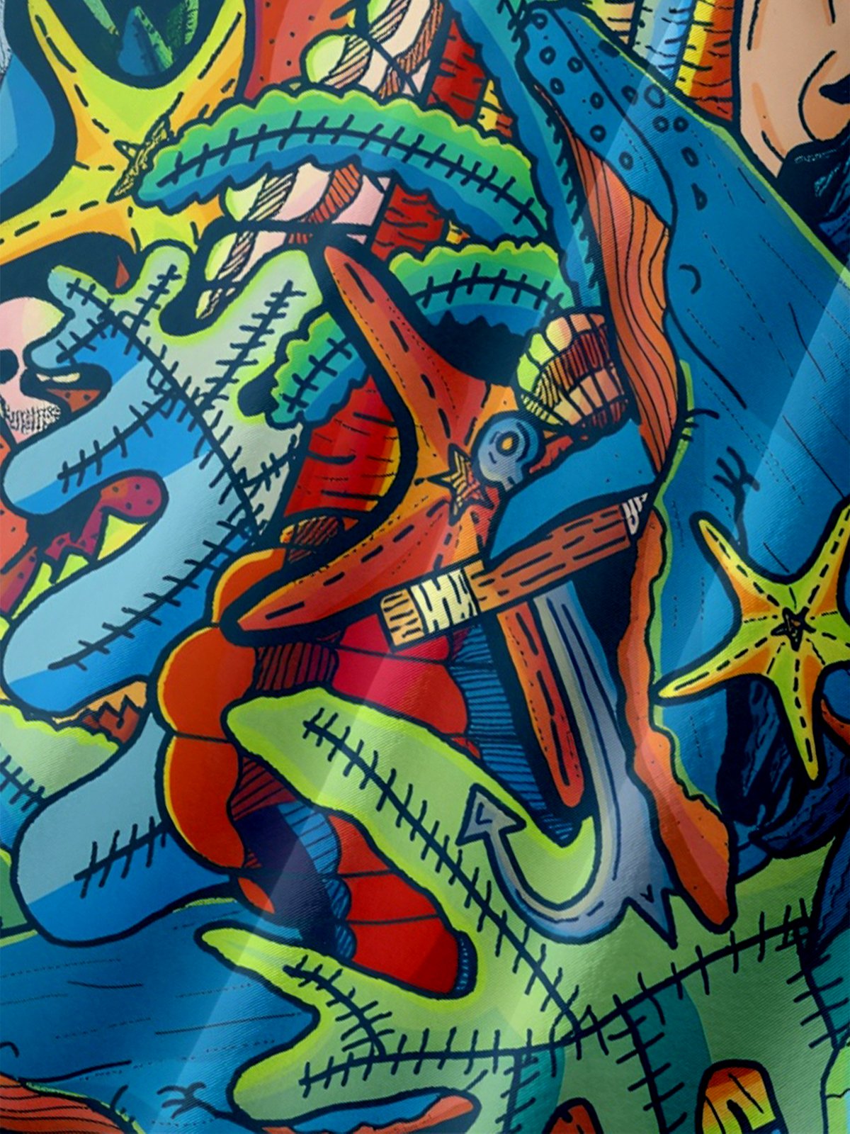 Hardaddy x Stephen Wade Moisture Wicking Whale Coral Aquaman Chest Pocket Hawaiian Shirt