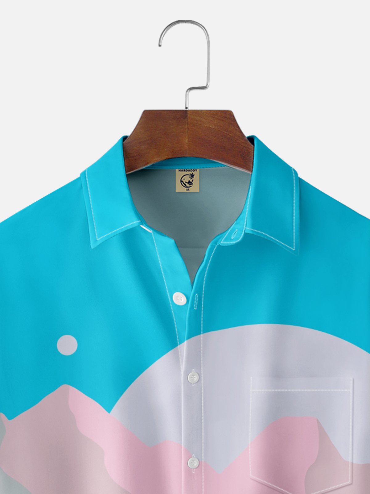 Hardaddy x Stephen Wade Moisture Wicking Color Block Geometric Landscape Chest Pocket Hawaiian Shirt