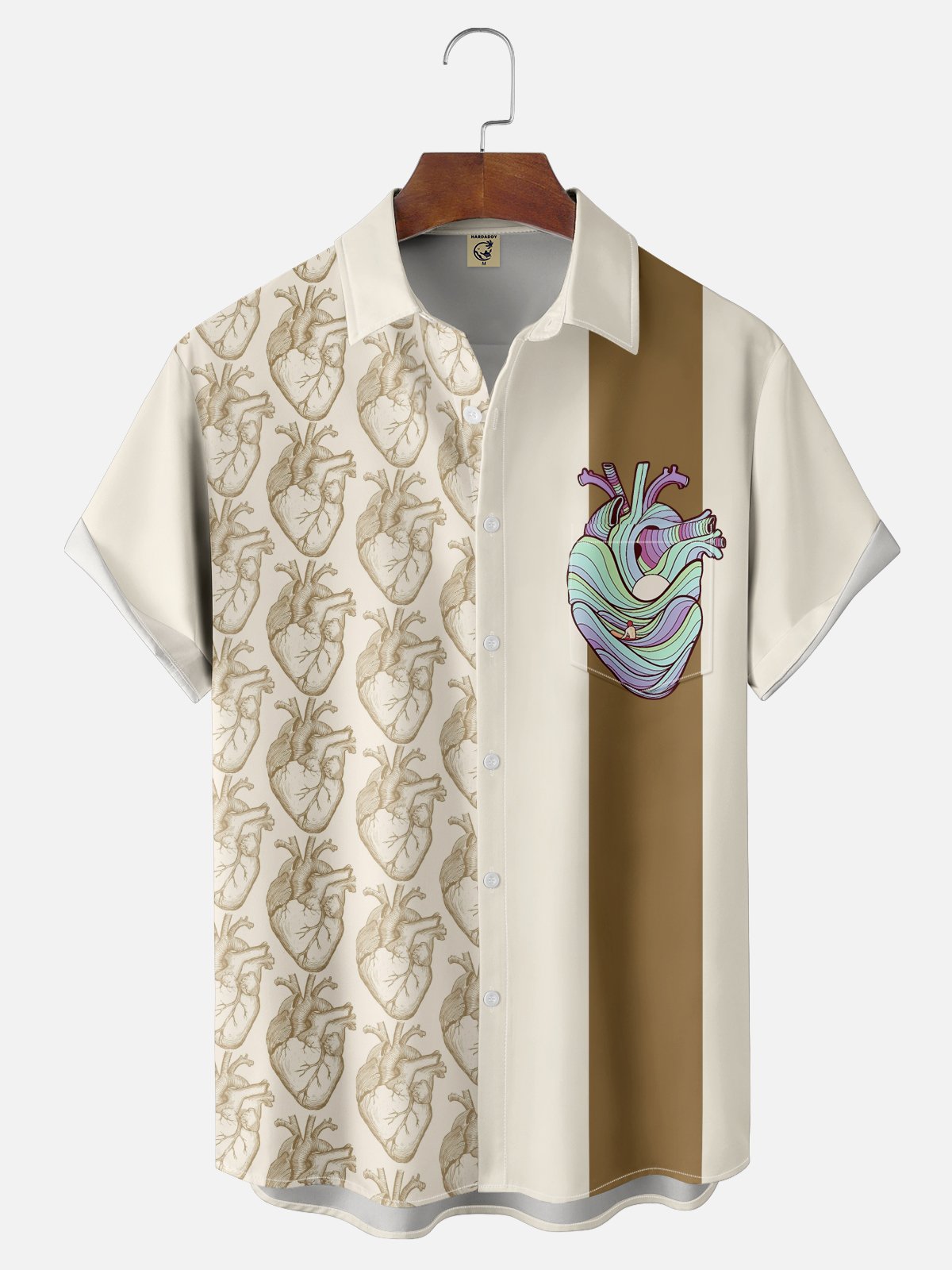 Hardaddy x Stephen Wade Moisture Wicking Human Heart Art Chest Pocket Hawaiian Shirt