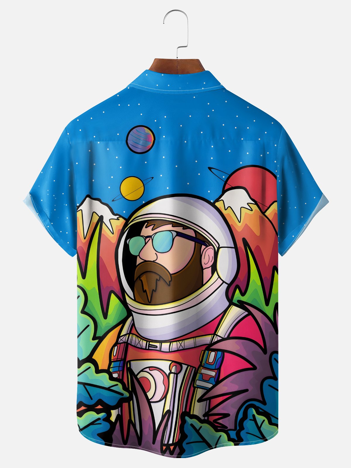 Hardaddy x Stephen Wade Moisture Wicking Cosmos Color Block Astronaut Chest Pocket Hawaiian Shirt
