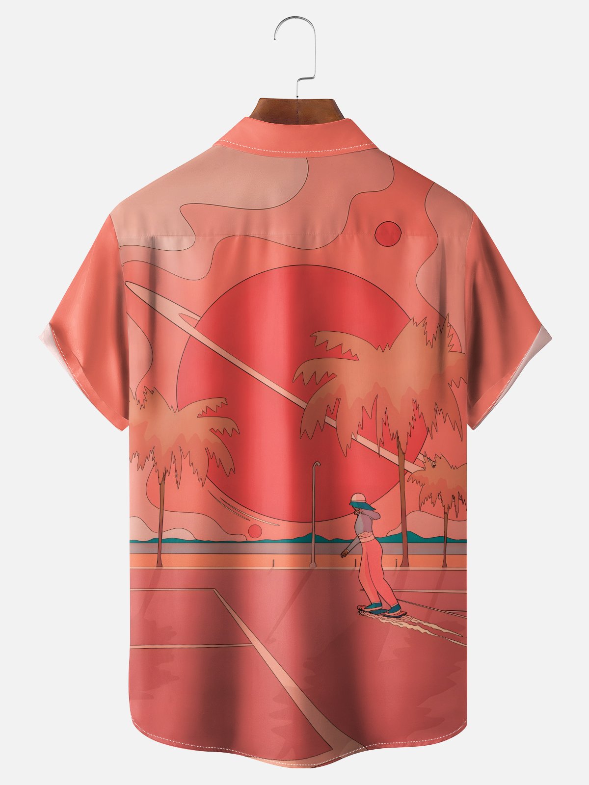 Hardaddy x Stephen Wade Moisture Wicking Coconut Tree Landscape Skateboard Chest Pocket Hawaiian Shirt