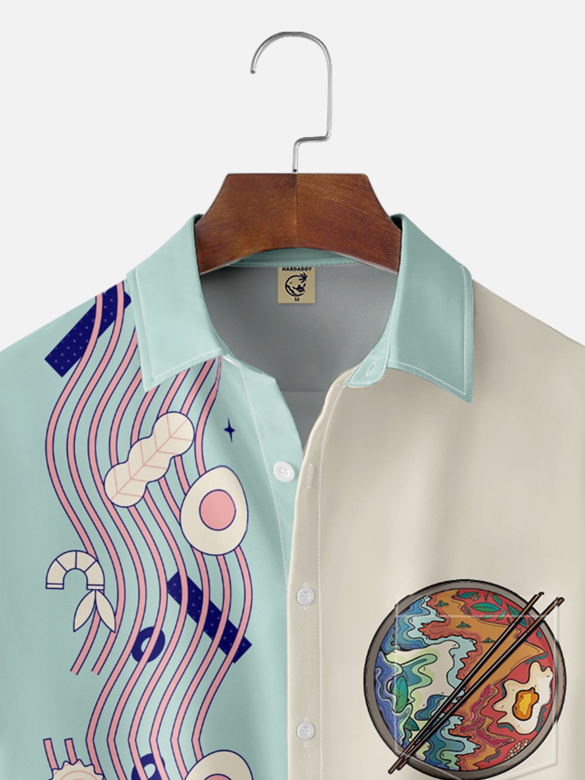Hardaddy x Stephen Wade Moisture Wicking Japanese Culture Food Chest Pocket Bowling Shirt