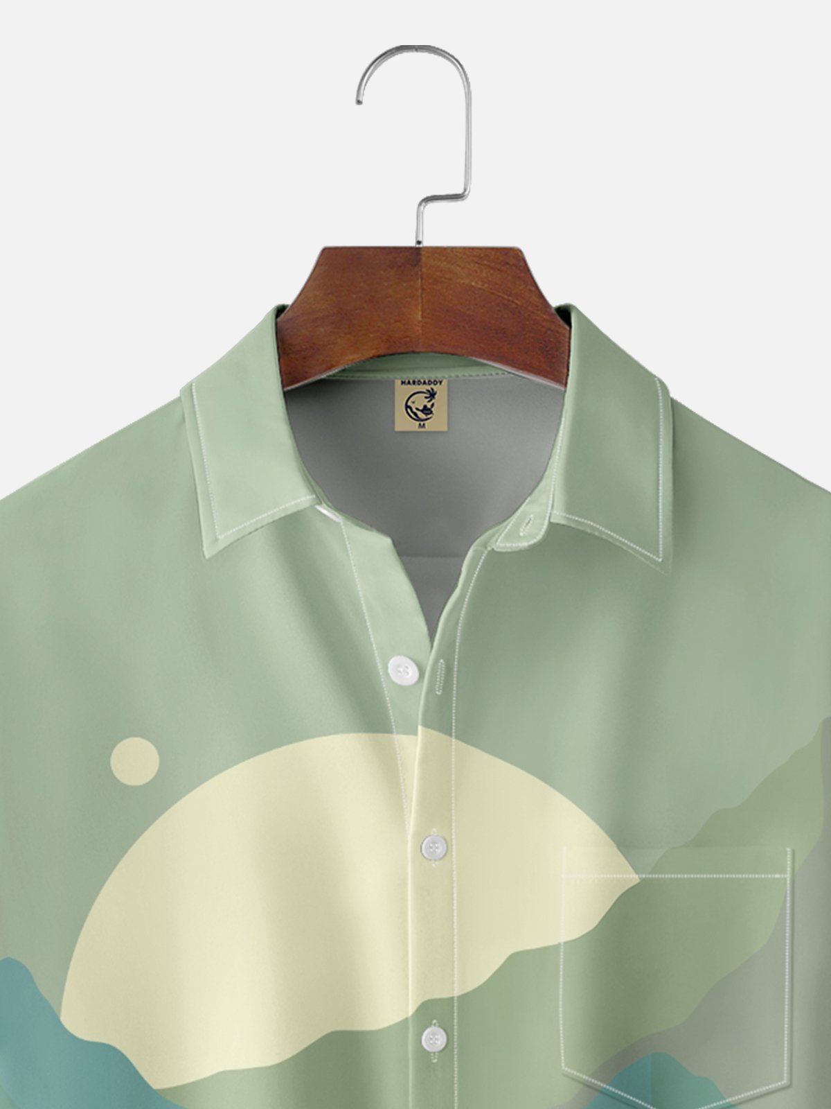 Hardaddy x Stephen Wade Moisture Wicking Color Block Geometric Landscape Chest Pocket Hawaiian Shirt