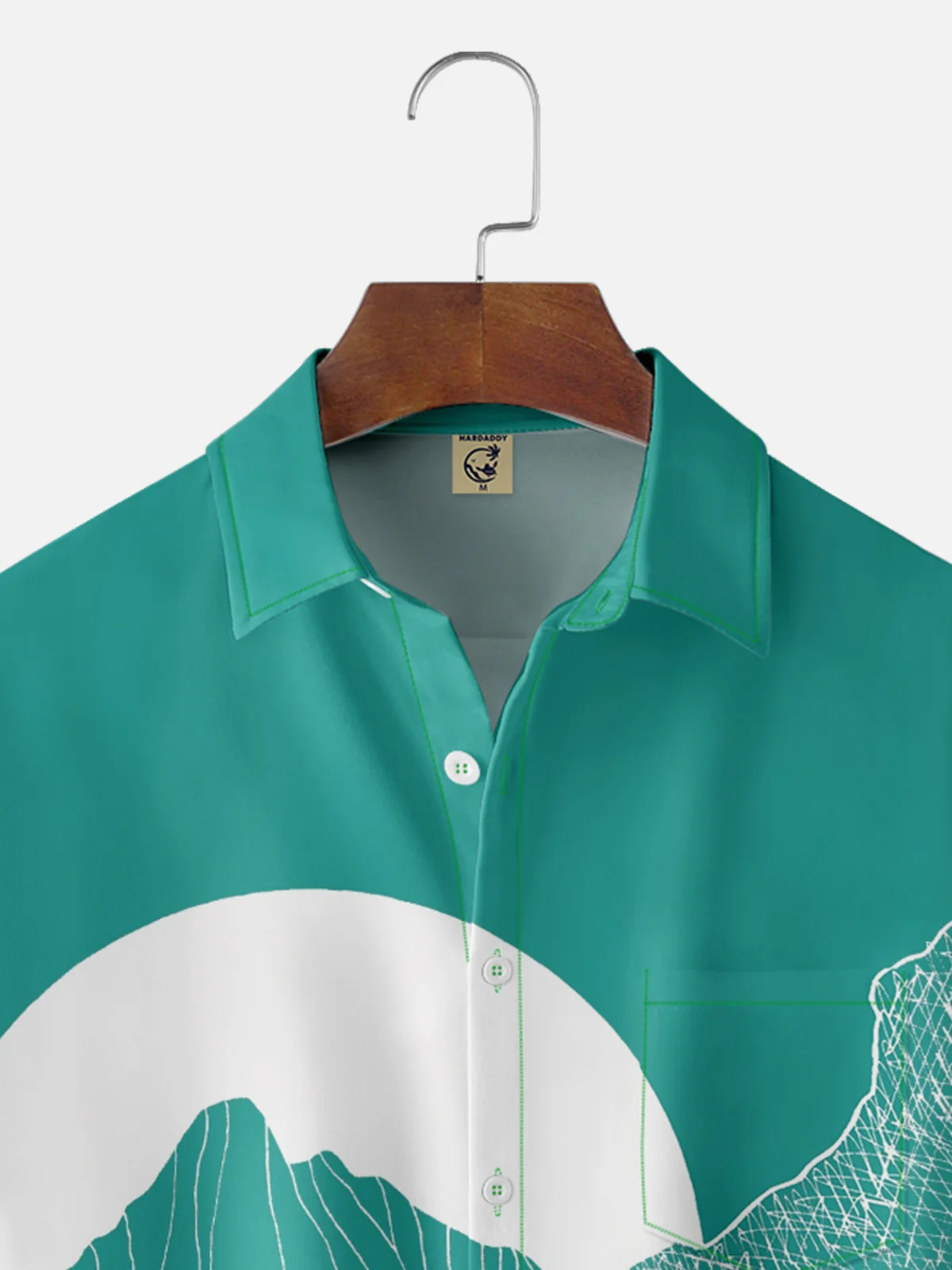 Hardaddy x Stephen Wade Moisture Wicking Card Stripes Landscape Mountains Chest Pocket Hawaiian Shirt