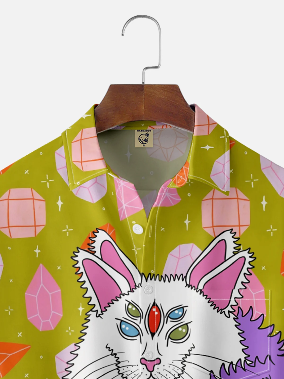 Hardaddy X Motel Gemini Moisture-wicking Pop Cat Chest Pocket Hawaiian Shirt