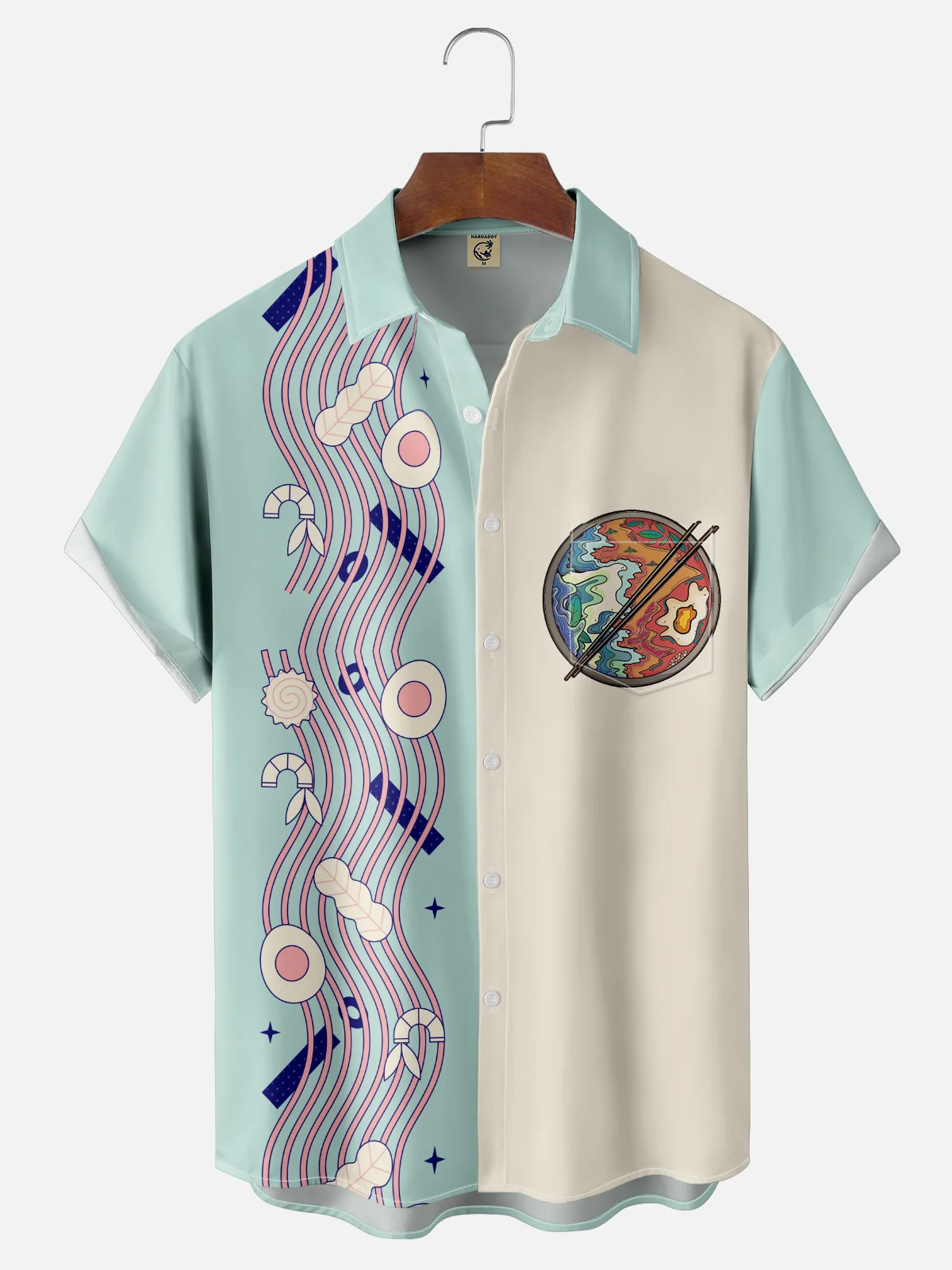 Hardaddy x Stephen Wade Moisture Wicking Japanese Culture Food Chest Pocket Bowling Shirt
