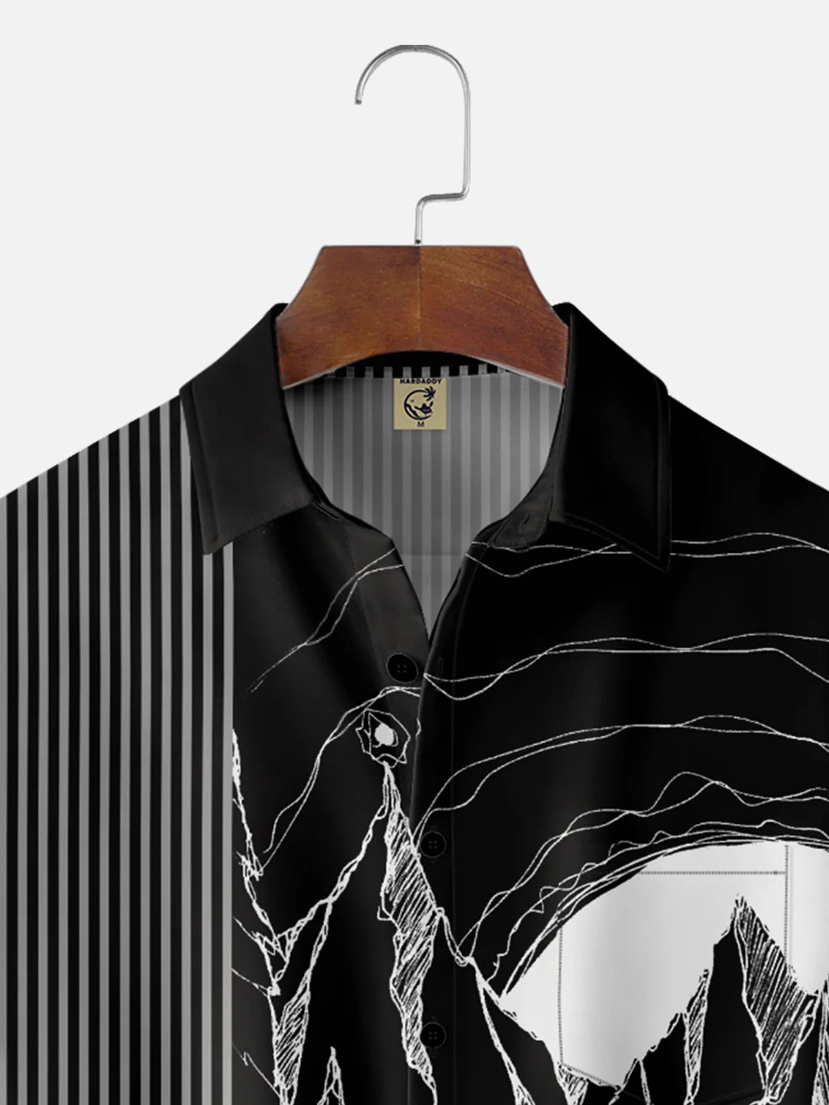 Hardaddy x Stephen Wade Moisture Wicking Mountains Landscape Geometric Chest Pocket Hawaiian Shirt