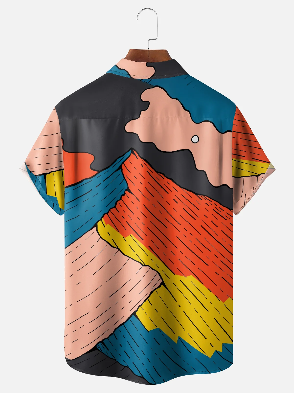 Hardaddy x Stephen Wade Moisture Wicking Color Block Mountain Chest Pocket Hawaiian Shirt