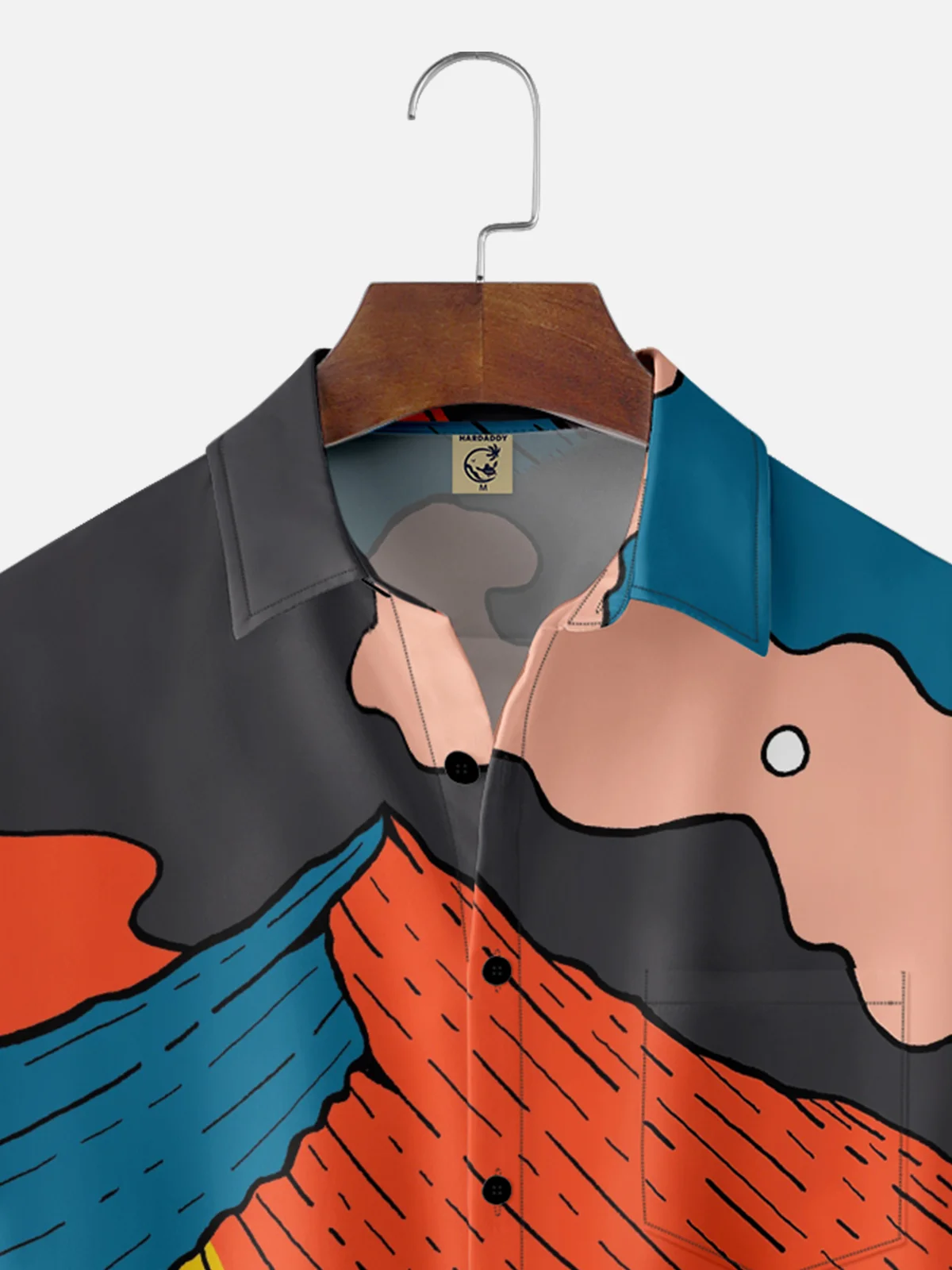 Hardaddy x Stephen Wade Moisture Wicking Color Block Mountain Chest Pocket Hawaiian Shirt