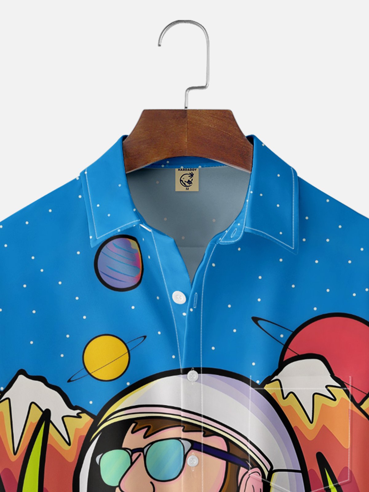 Hardaddy x Stephen Wade Moisture Wicking Cosmos Color Block Astronaut Chest Pocket Hawaiian Shirt