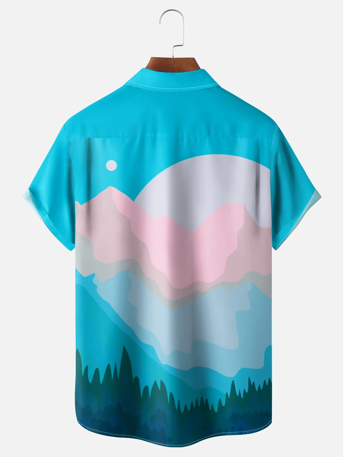 Hardaddy x Stephen Wade Moisture Wicking Color Block Geometric Landscape Chest Pocket Hawaiian Shirt