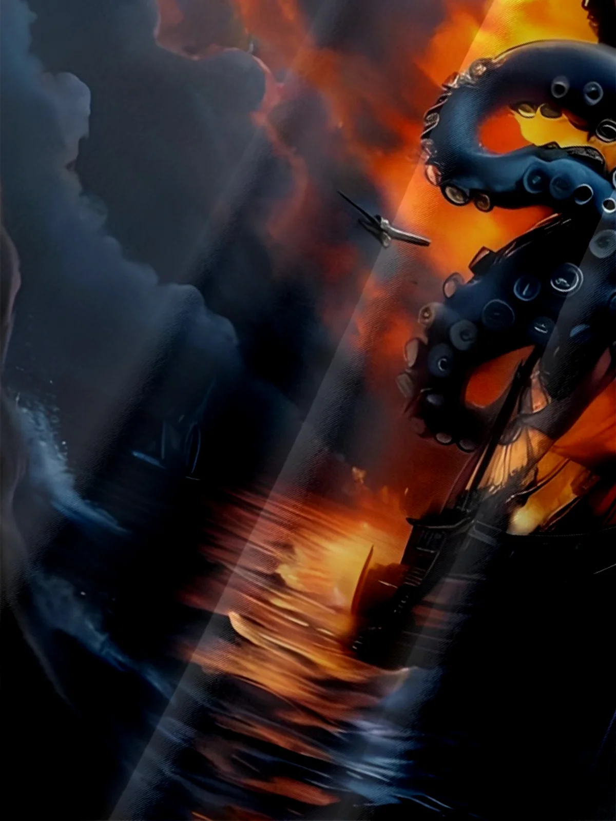 Moisture-wicking Pirate Ship Octopus Chest Pocket Casual Shirt