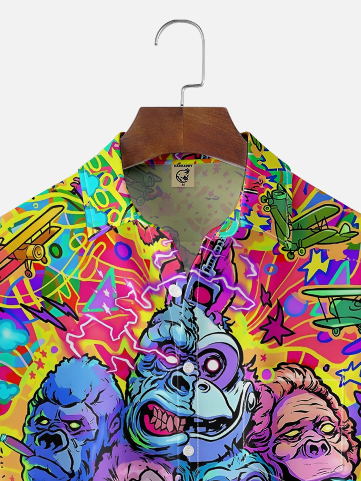 Moisture-wicking Orangutan Cartoon Multicolor Chest Pocket Casual Shirt