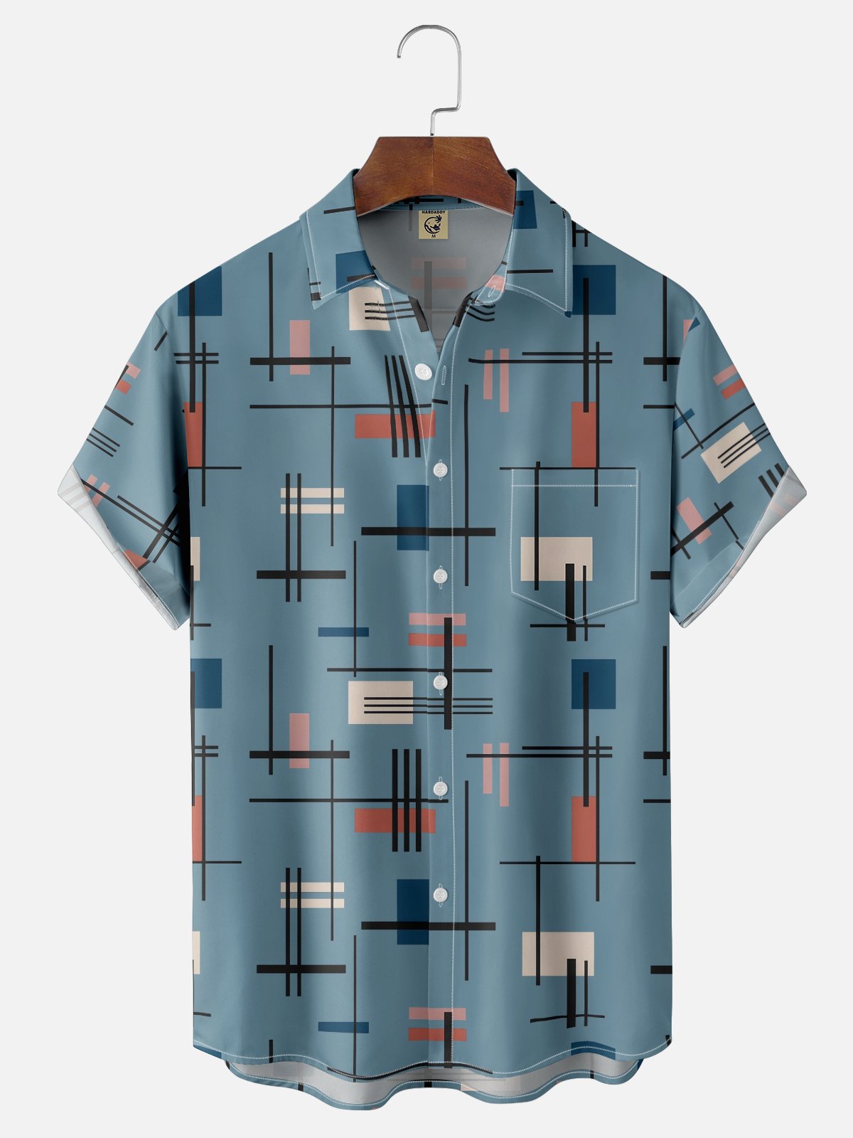 Moisture-wicking Geometric Chest Pocket Casual Shirt