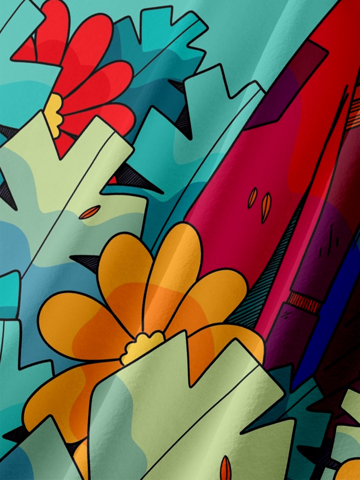 Hardaddy x Stephen Wade Moisture Wicking Astronaut Tropical Plants Chest Pocket Hawaiian Shirt