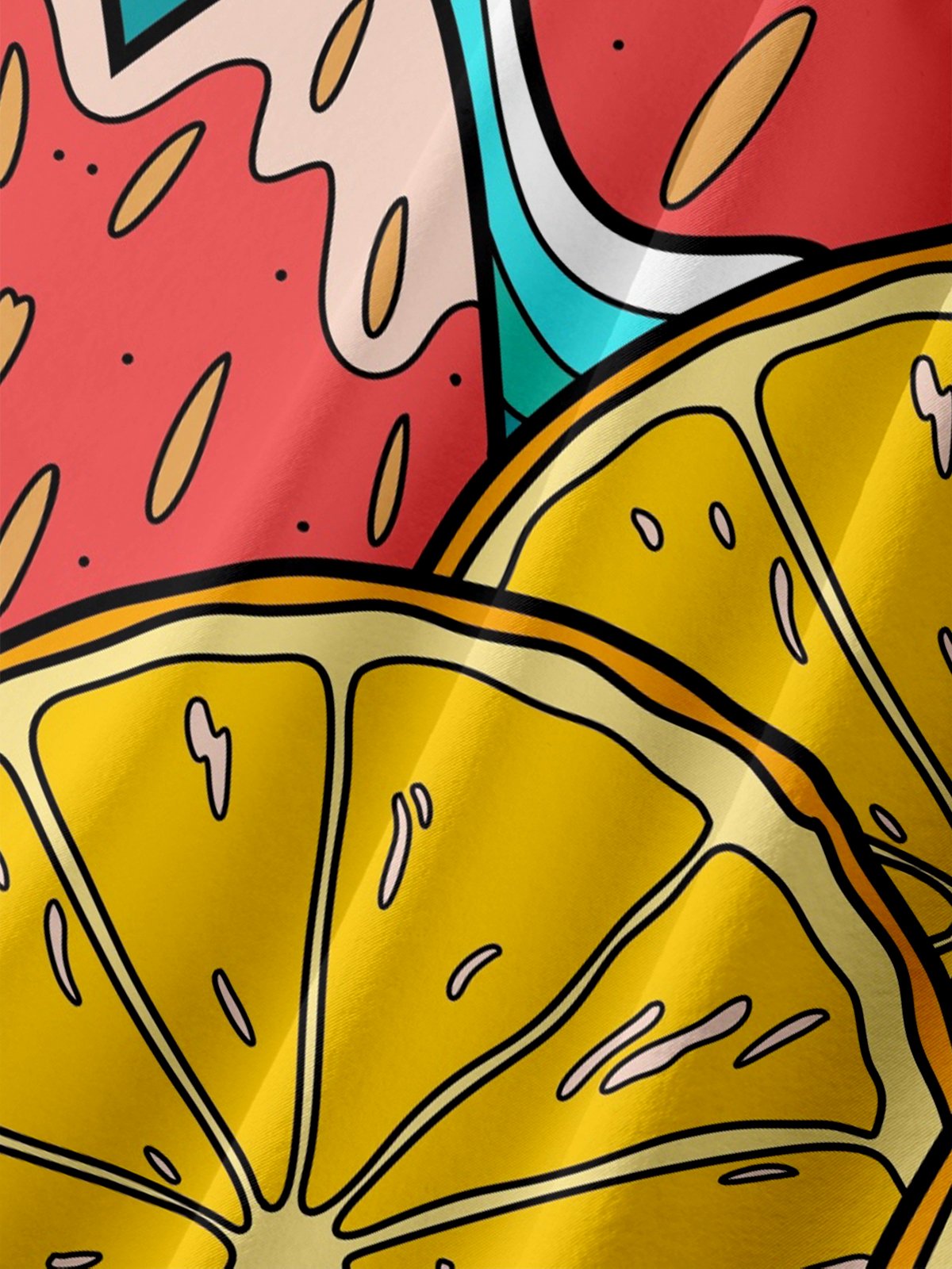 Hardaddy x Stephen Wade Moisture Wicking Fruit Strawberry Orange Chest Pocket Hawaiian Shirt