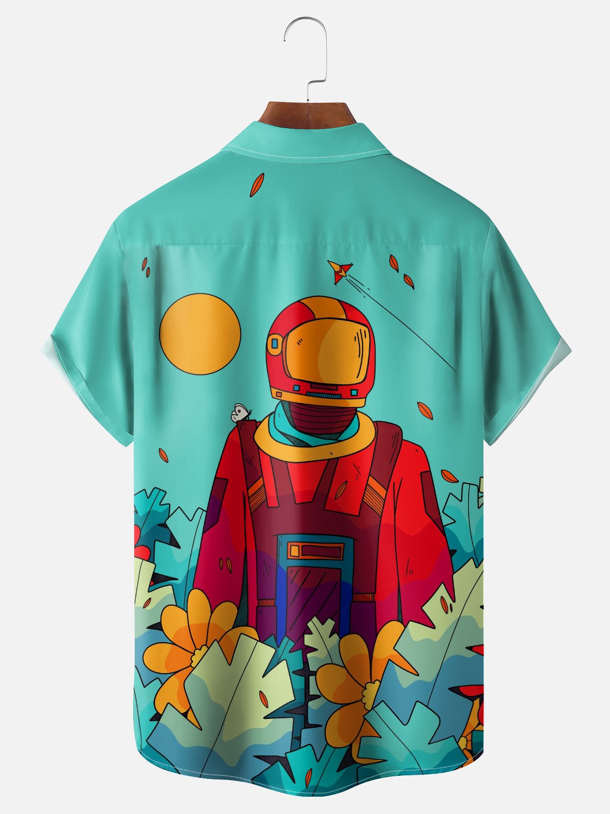 Hardaddy x Stephen Wade Moisture Wicking Astronaut Tropical Plants Chest Pocket Hawaiian Shirt