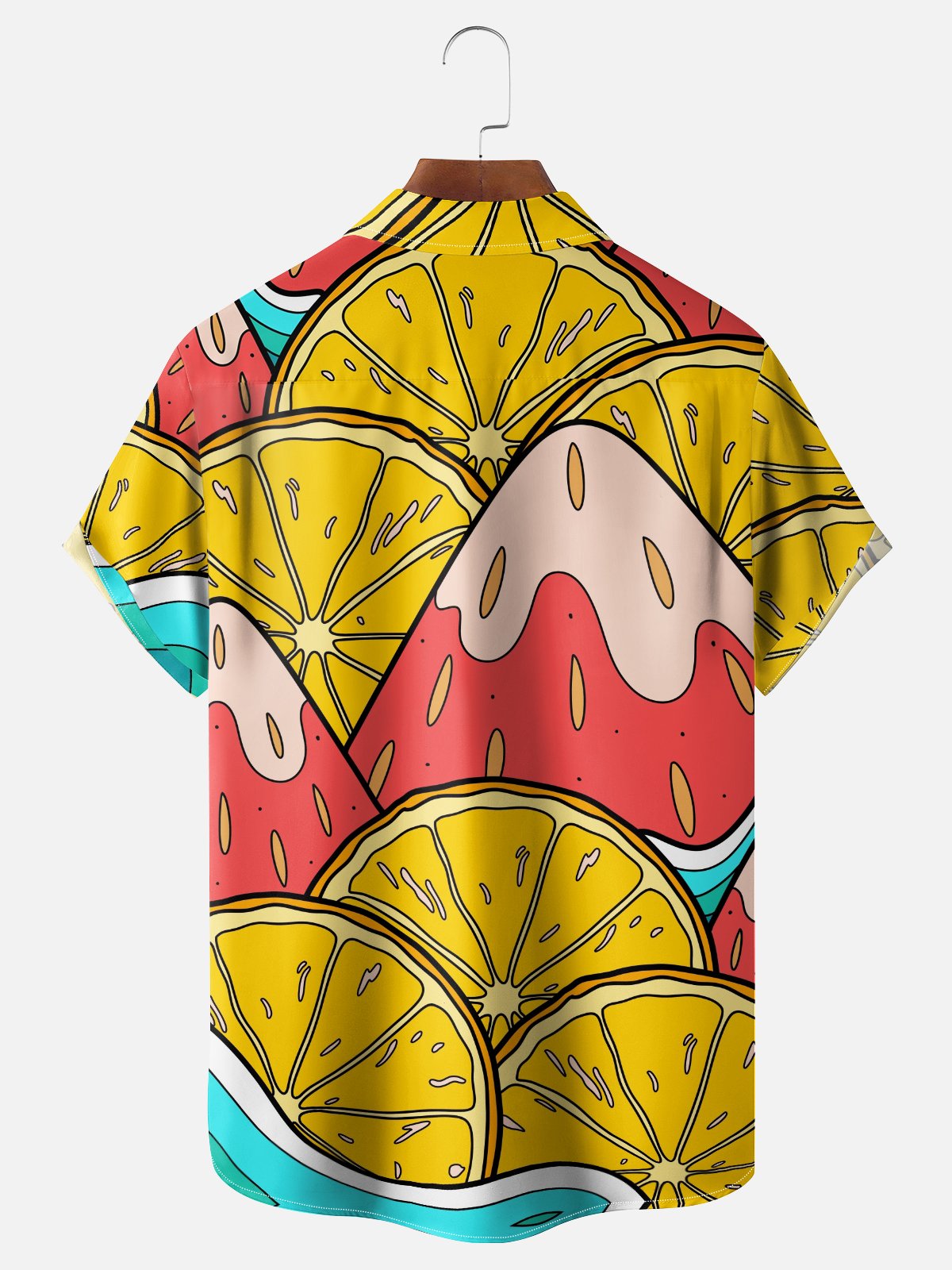 Hardaddy x Stephen Wade Moisture Wicking Fruit Strawberry Orange Chest Pocket Hawaiian Shirt