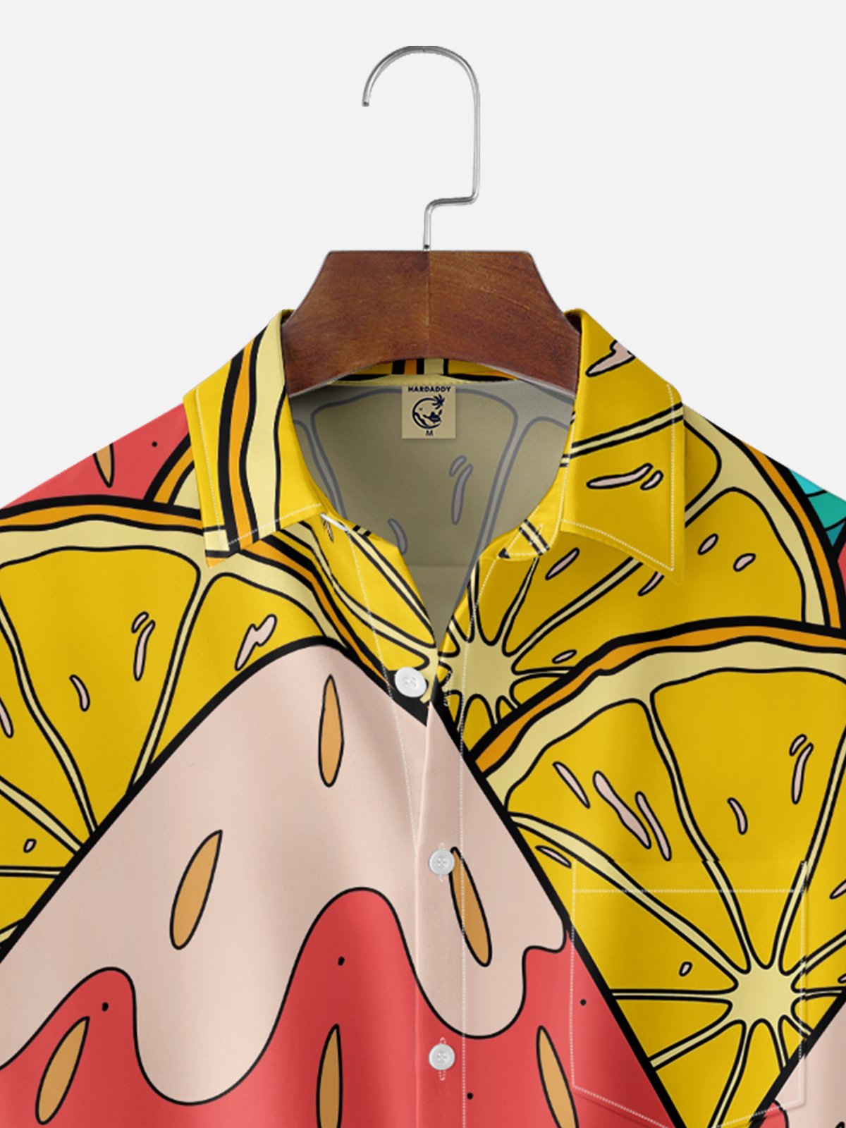 Hardaddy x Stephen Wade Moisture Wicking Fruit Strawberry Orange Chest Pocket Hawaiian Shirt