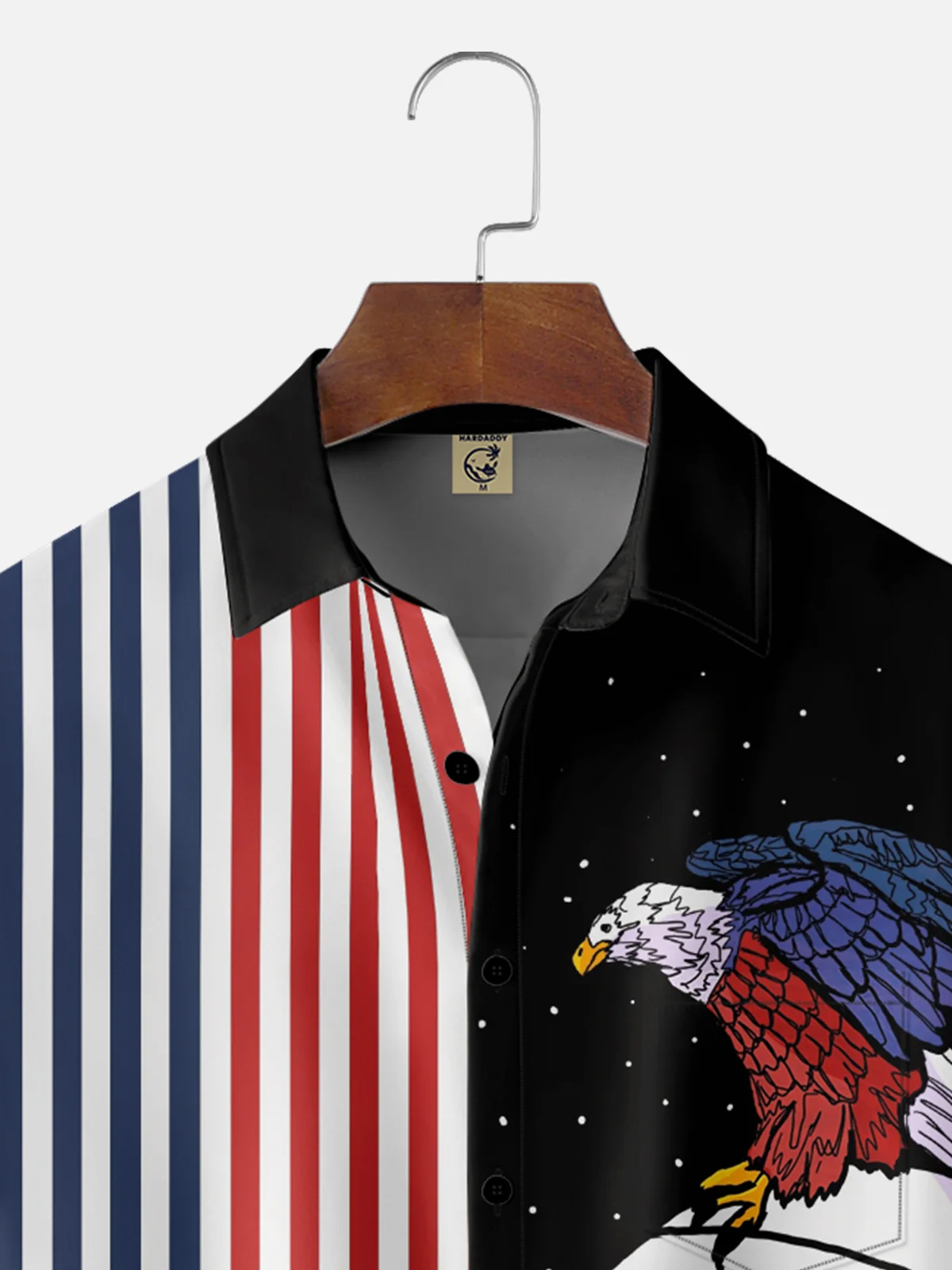 Hardaddy x Stephen Wade Moisture Wicking American Flag Eagle Astronaut Chest Pocket Hawaiian Shirt