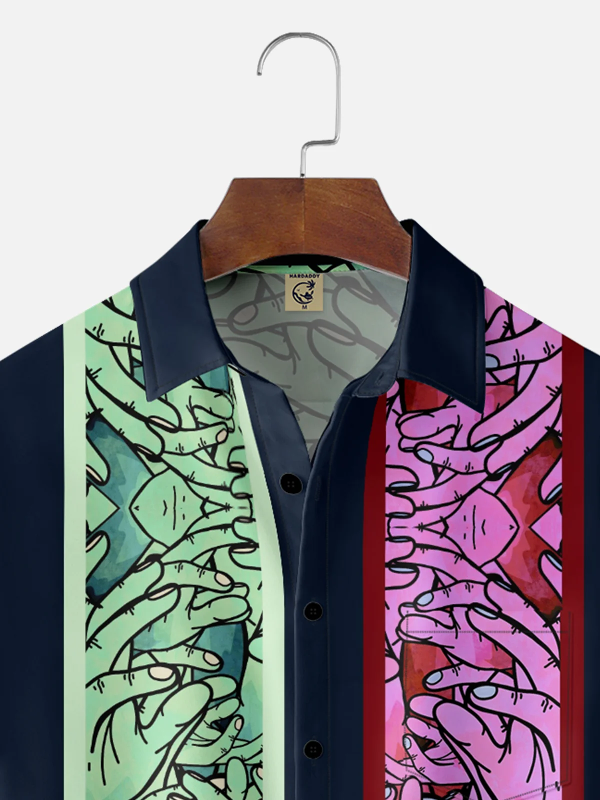 Hardaddy x Stephen Wade Moisture Wicking 3D Ombre Zombie Hand Chest Pocket Hawaiian Shirt